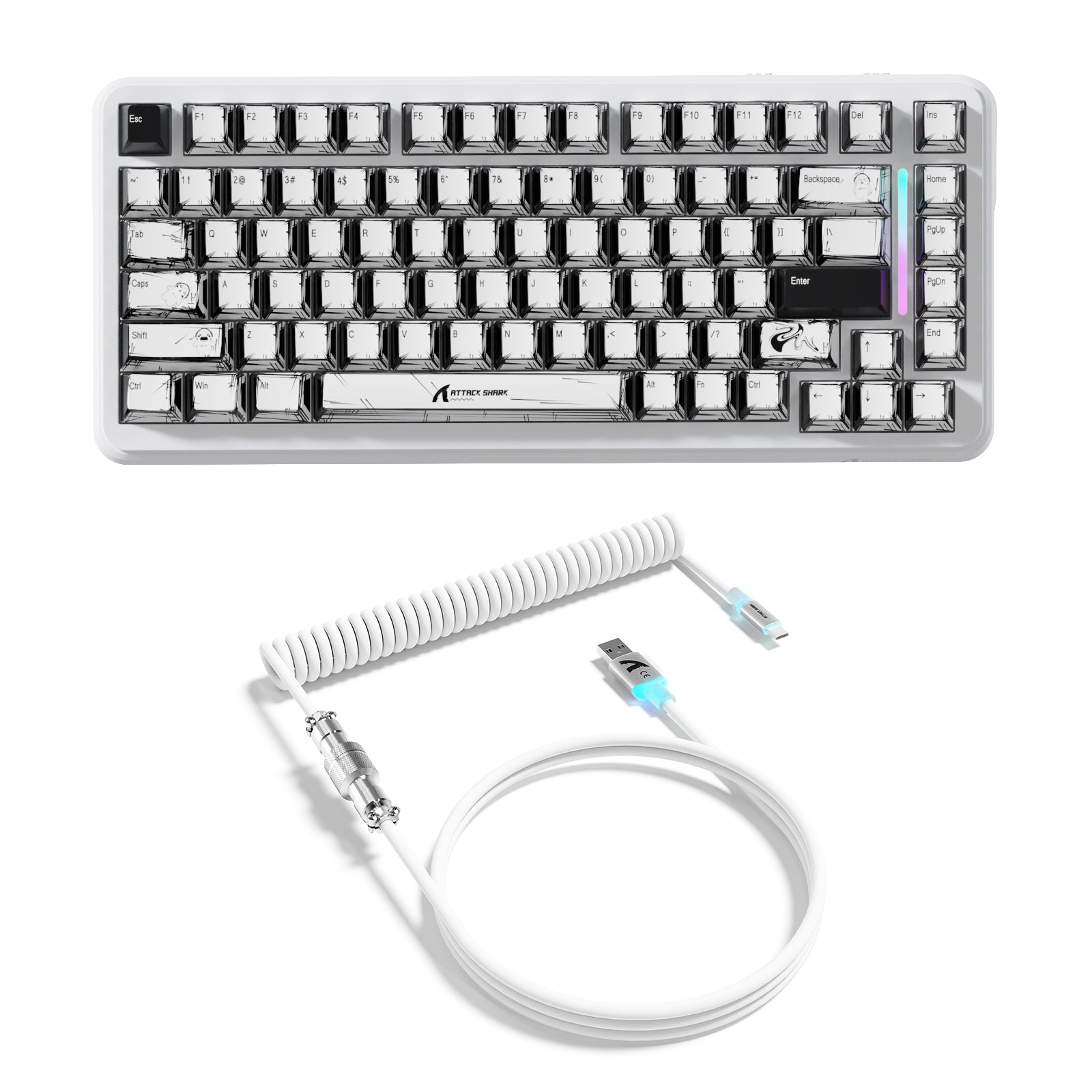 Teclado magnético ATTACK SHARK X82PRO HE con cable en espiral C01Ultra RGB