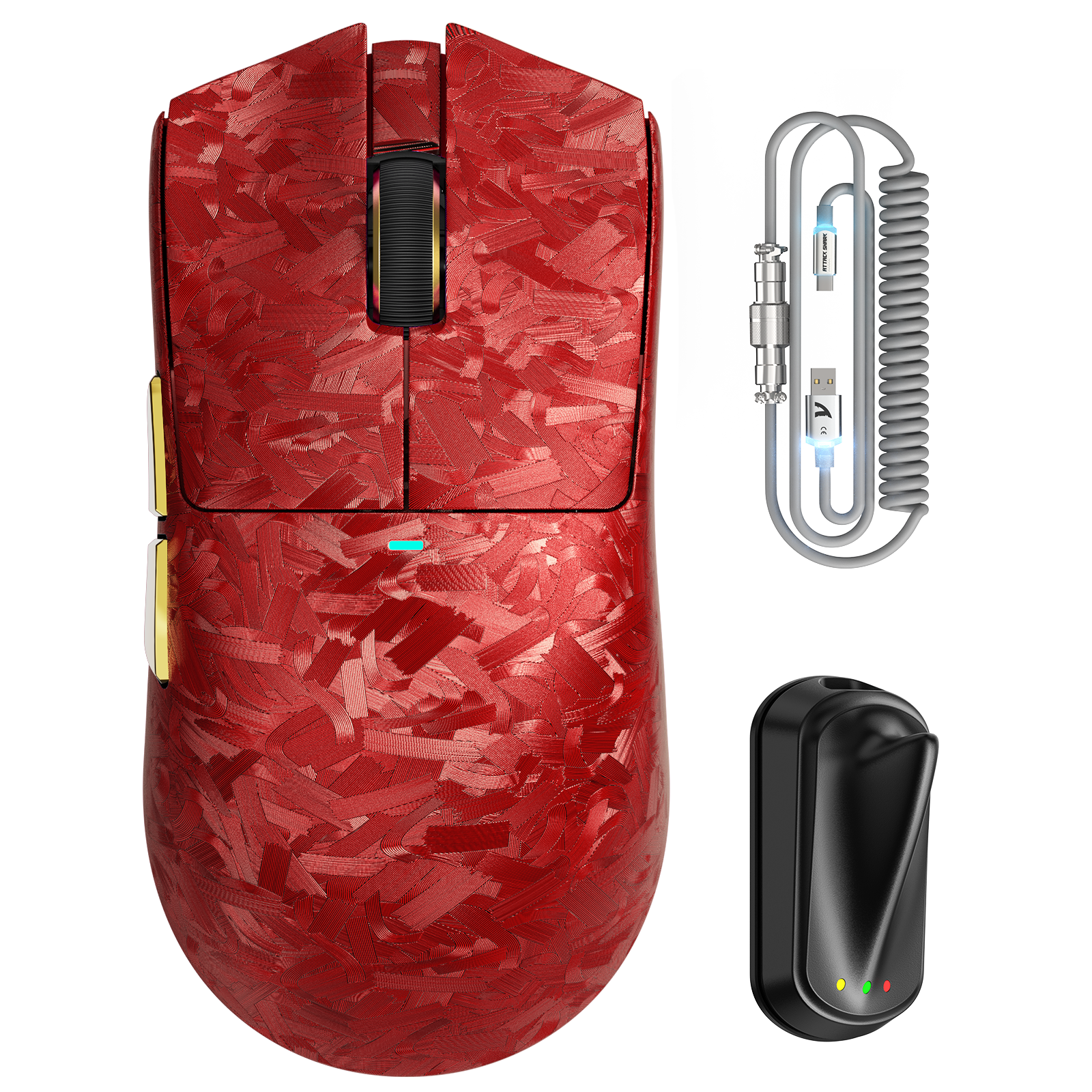 Ratón inalámbrico para juegos ATTACK SHARK X11 ULTRA de fibra de carbono con cable LED C06 Ultra