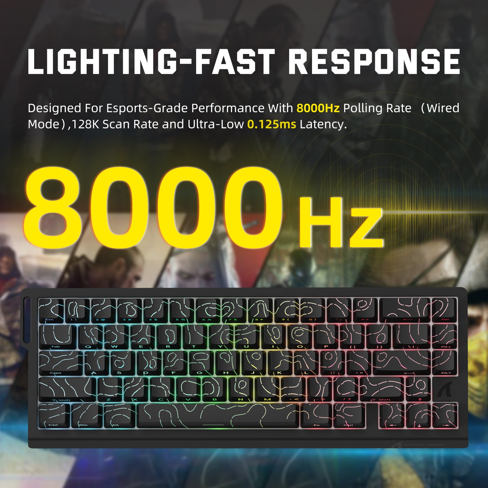 Teclado inalámbrico con gatillo rápido ATTACK SHARK X68PRO HE con interruptor magnético