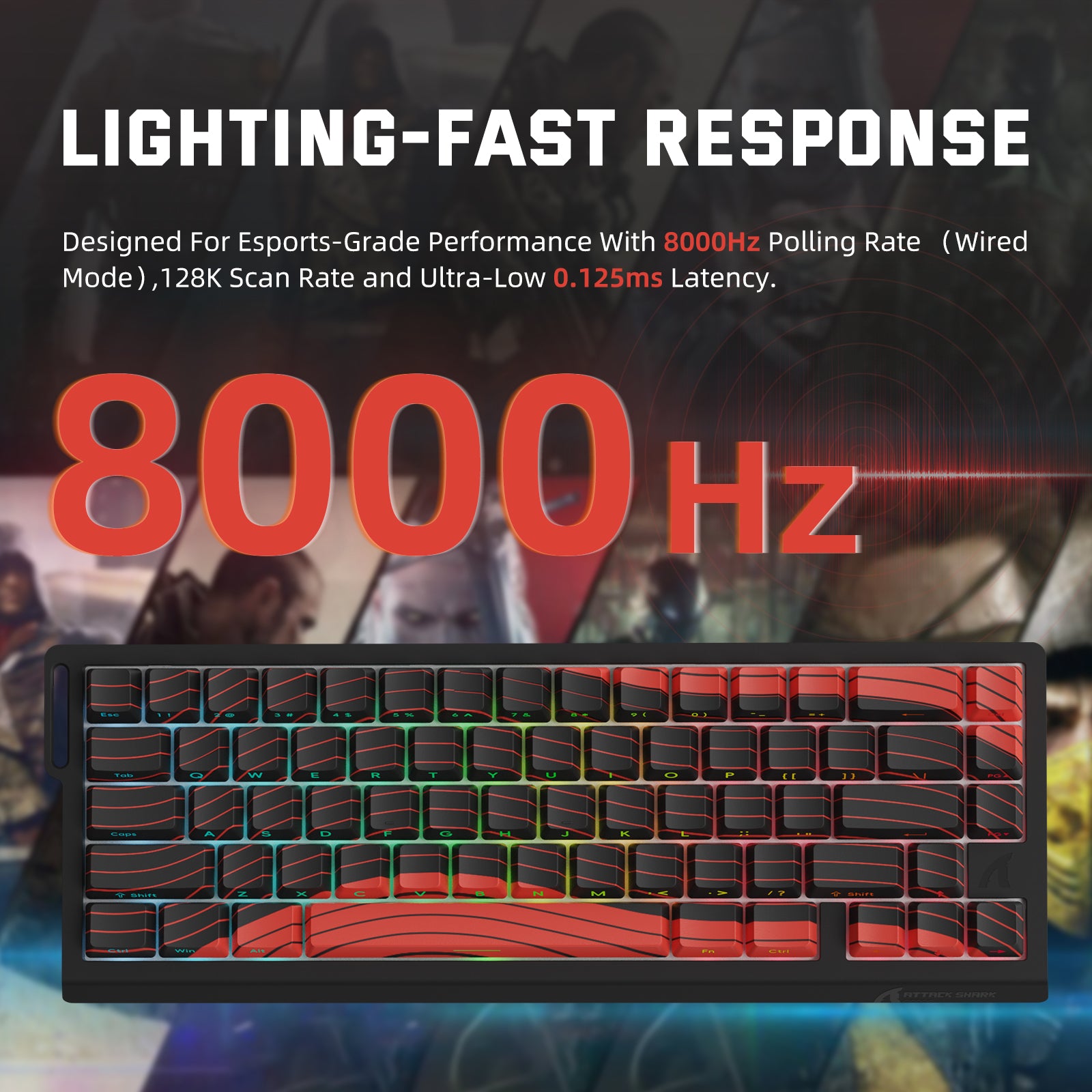 Teclado inalámbrico con gatillo rápido ATTACK SHARK X68PRO HE con interruptor magnético