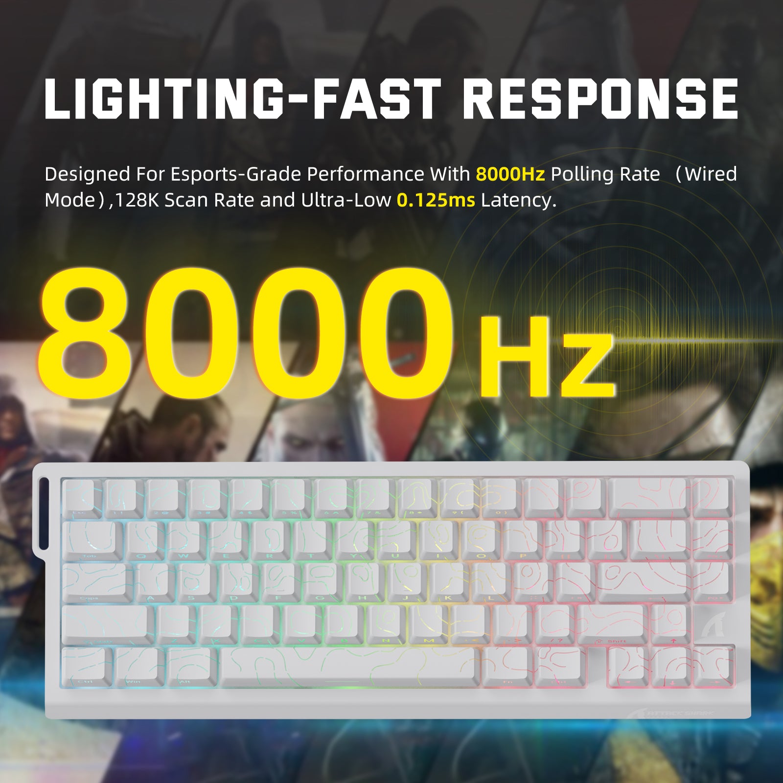 Teclado inalámbrico con gatillo rápido ATTACK SHARK X68PRO HE con interruptor magnético