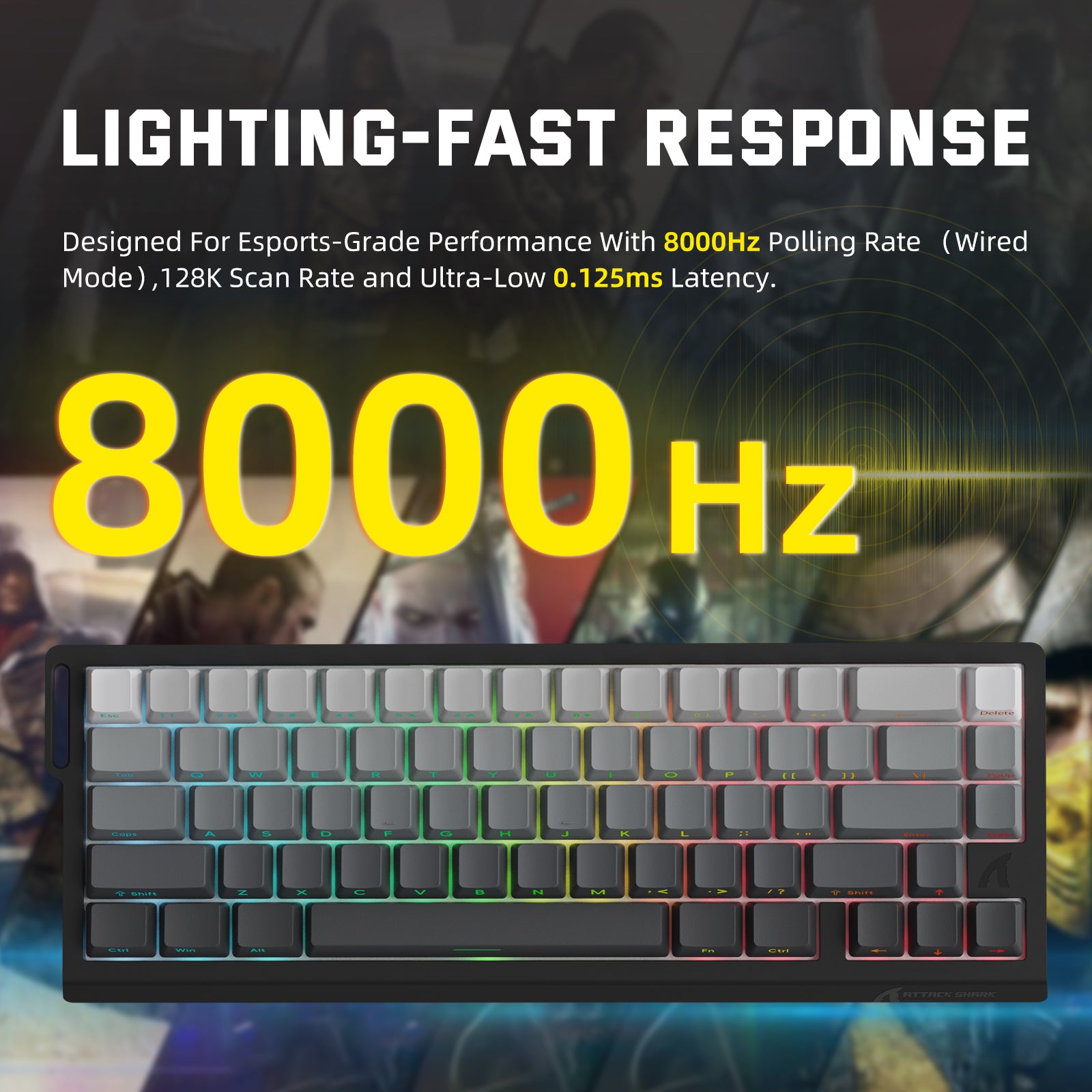 Teclado inalámbrico con gatillo rápido ATTACK SHARK X68PRO HE con interruptor magnético