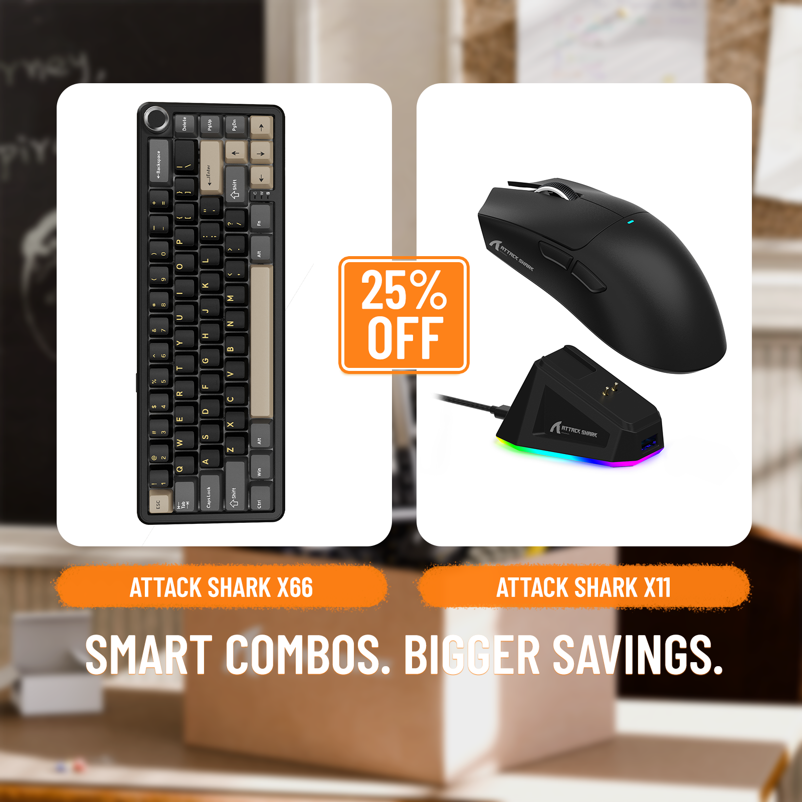 Teclado mecánico inalámbrico ATTACK SHARK X66 + ratón inalámbrico para juegos X11