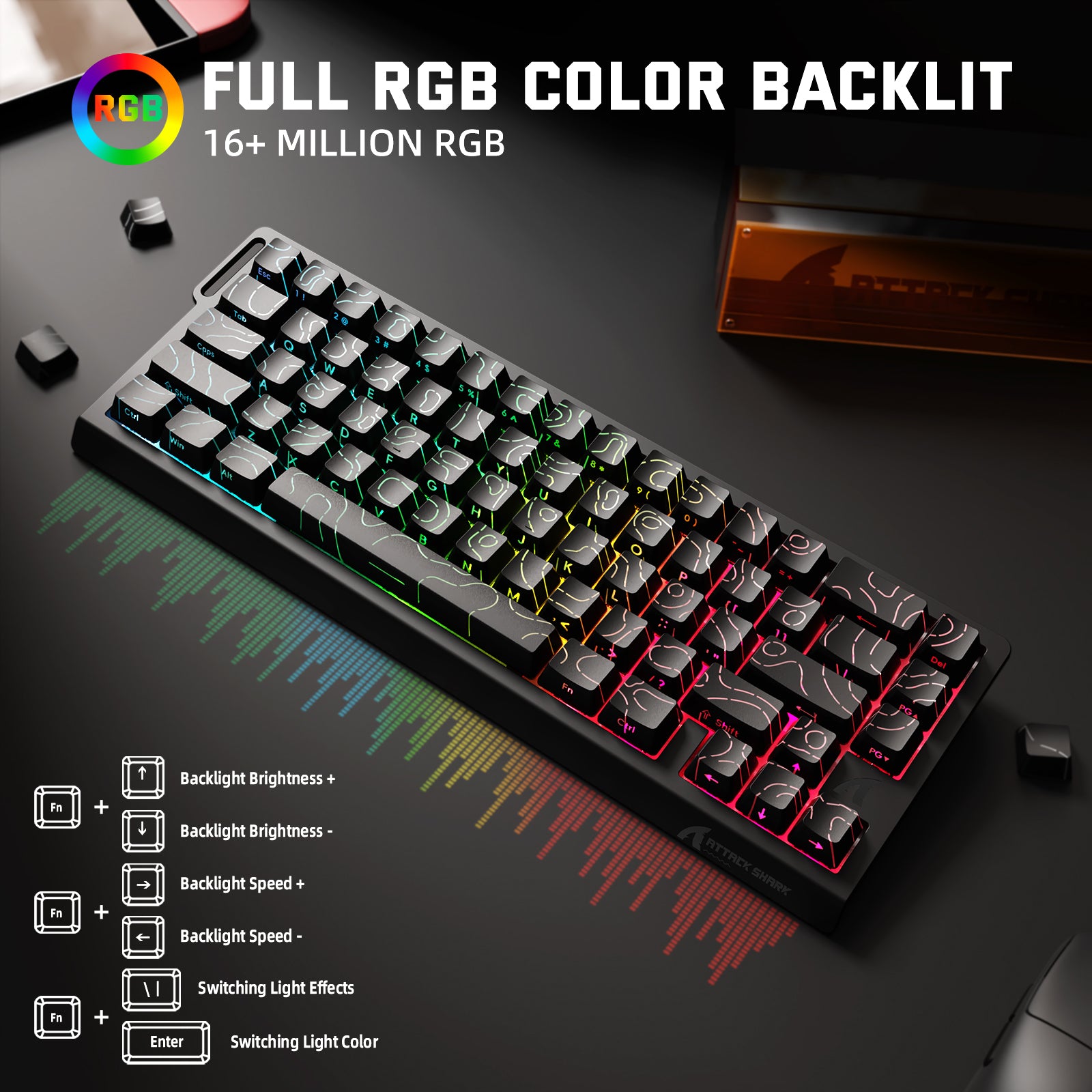 Teclado inalámbrico con gatillo rápido ATTACK SHARK X68PRO HE con interruptor magnético