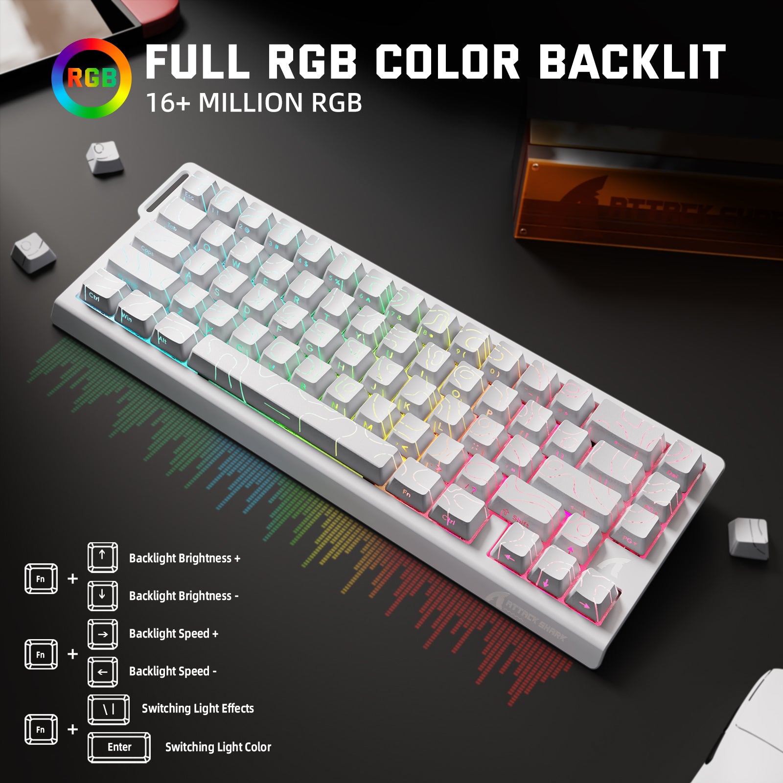 Teclado inalámbrico con gatillo rápido ATTACK SHARK X68PRO HE con interruptor magnético
