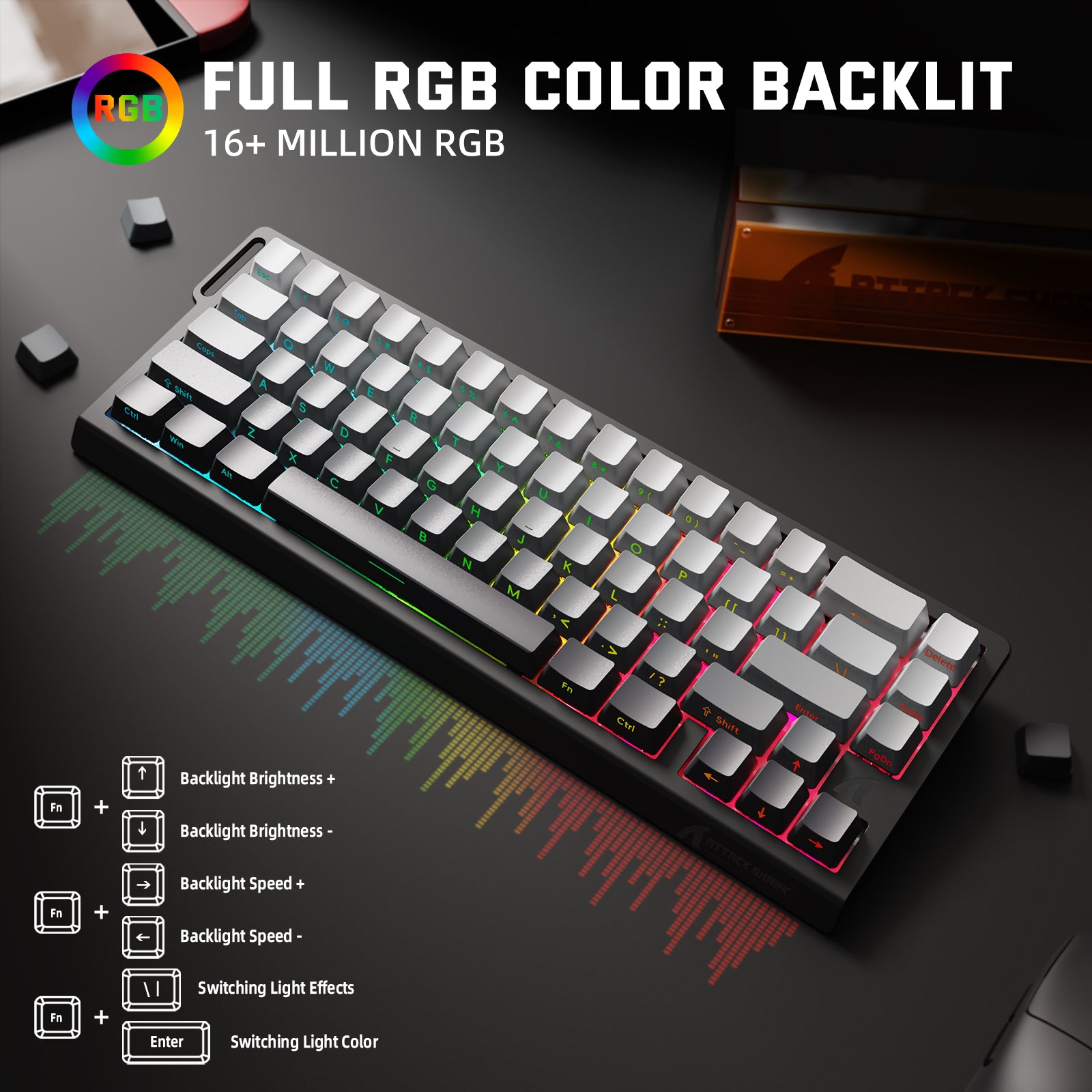 Teclado inalámbrico con gatillo rápido ATTACK SHARK X68PRO HE con interruptor magnético