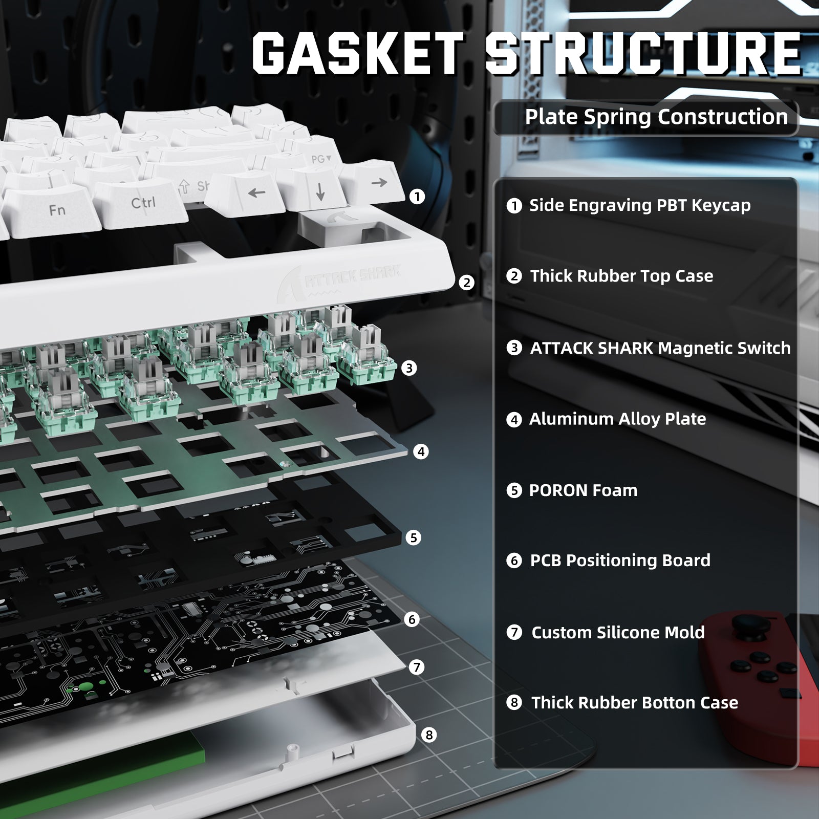 Teclado inalámbrico con gatillo rápido ATTACK SHARK X68PRO HE con interruptor magnético
