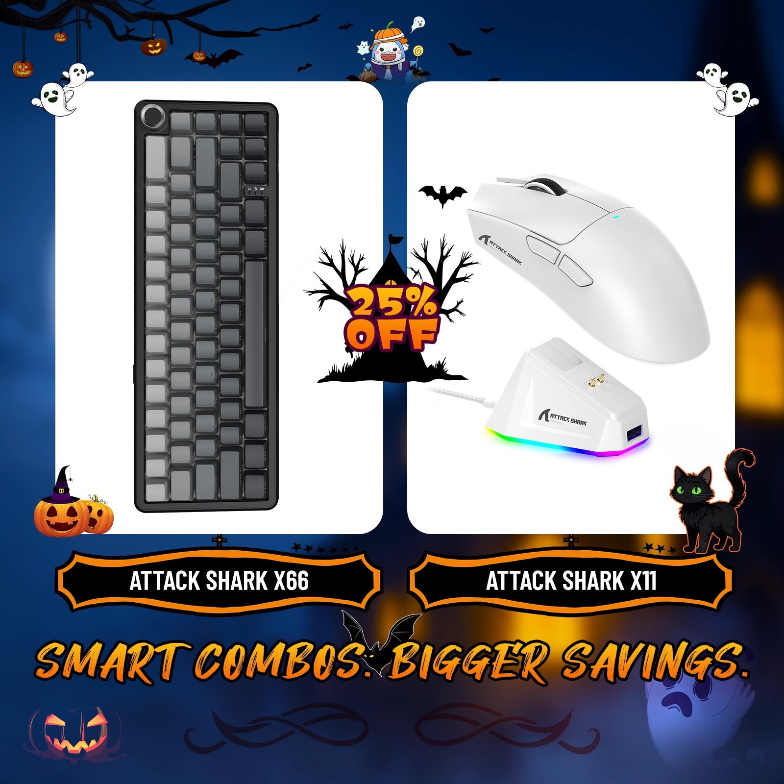 Teclado mecánico inalámbrico ATTACK SHARK X66 + ratón inalámbrico para juegos X11