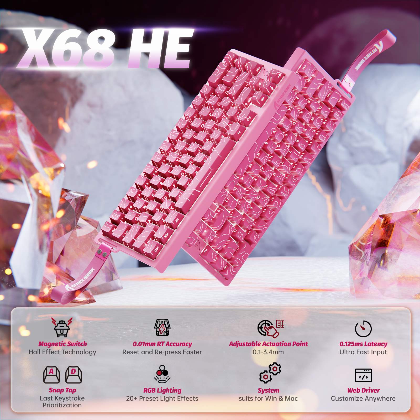 ATTACK SHARK X68 HE Teclado de Disparo Rápido con Interruptor Magnético