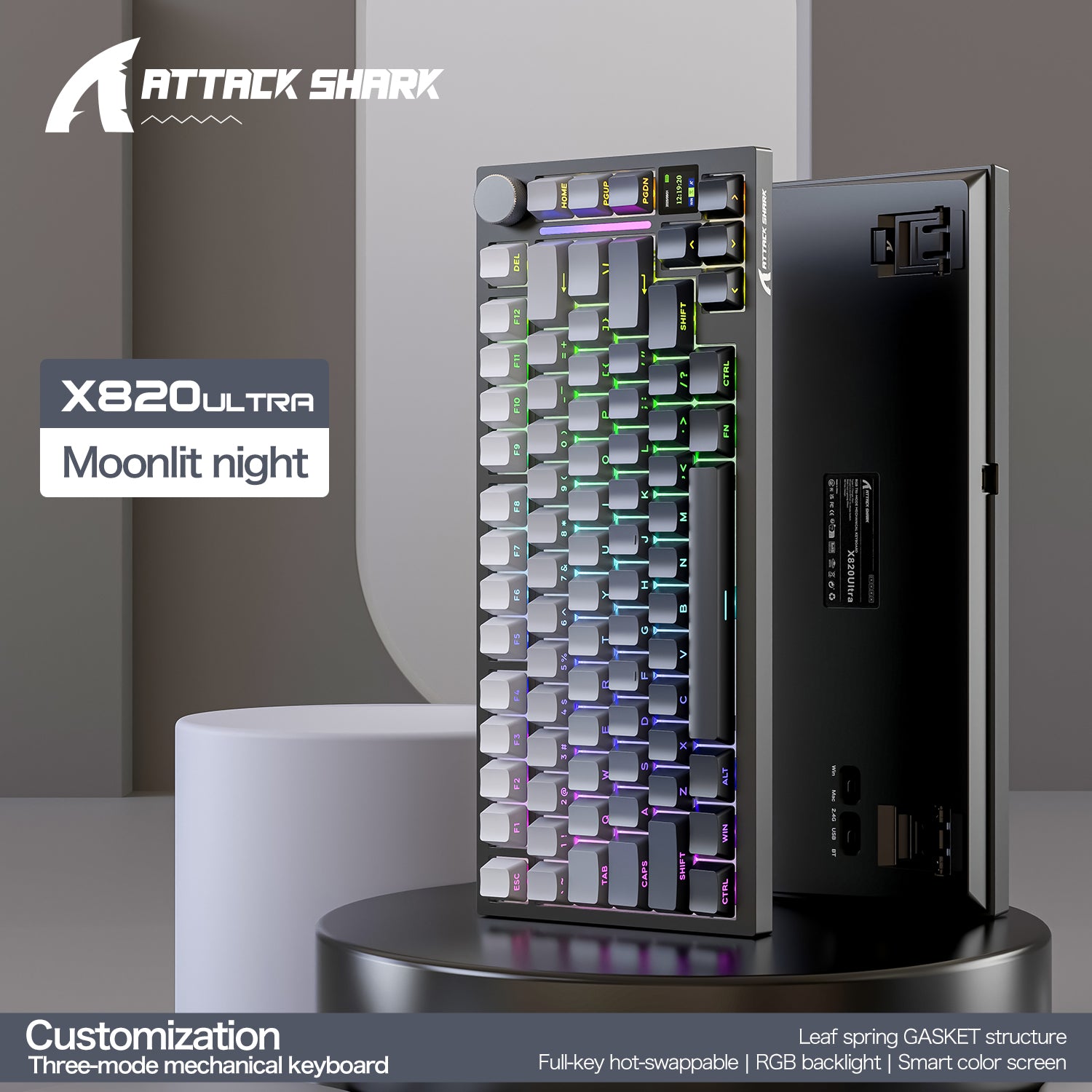 Teclado mecánico ultra trimodo ATTACK SHARK X820 con junta