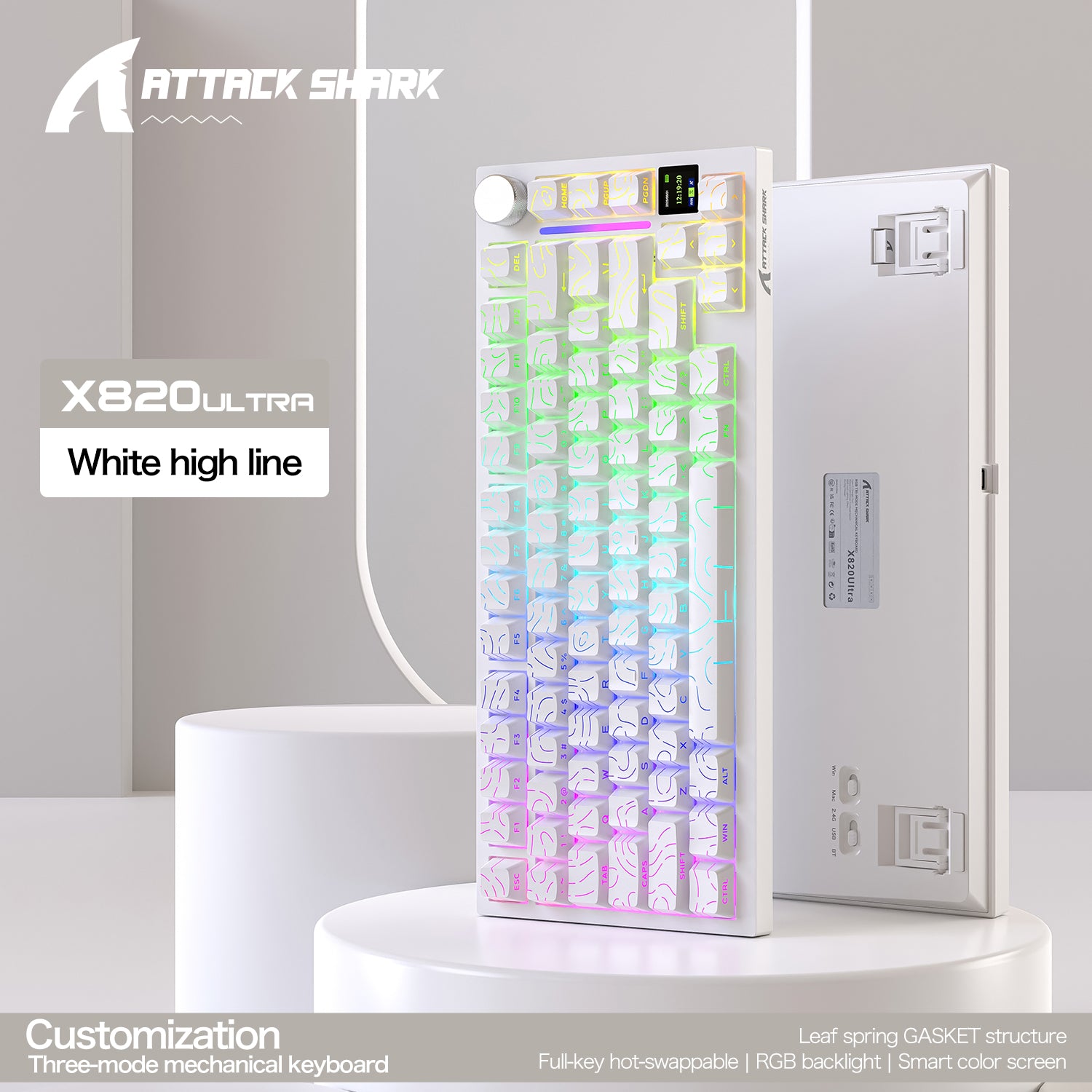 Teclado mecánico ultra trimodo ATTACK SHARK X820 con junta