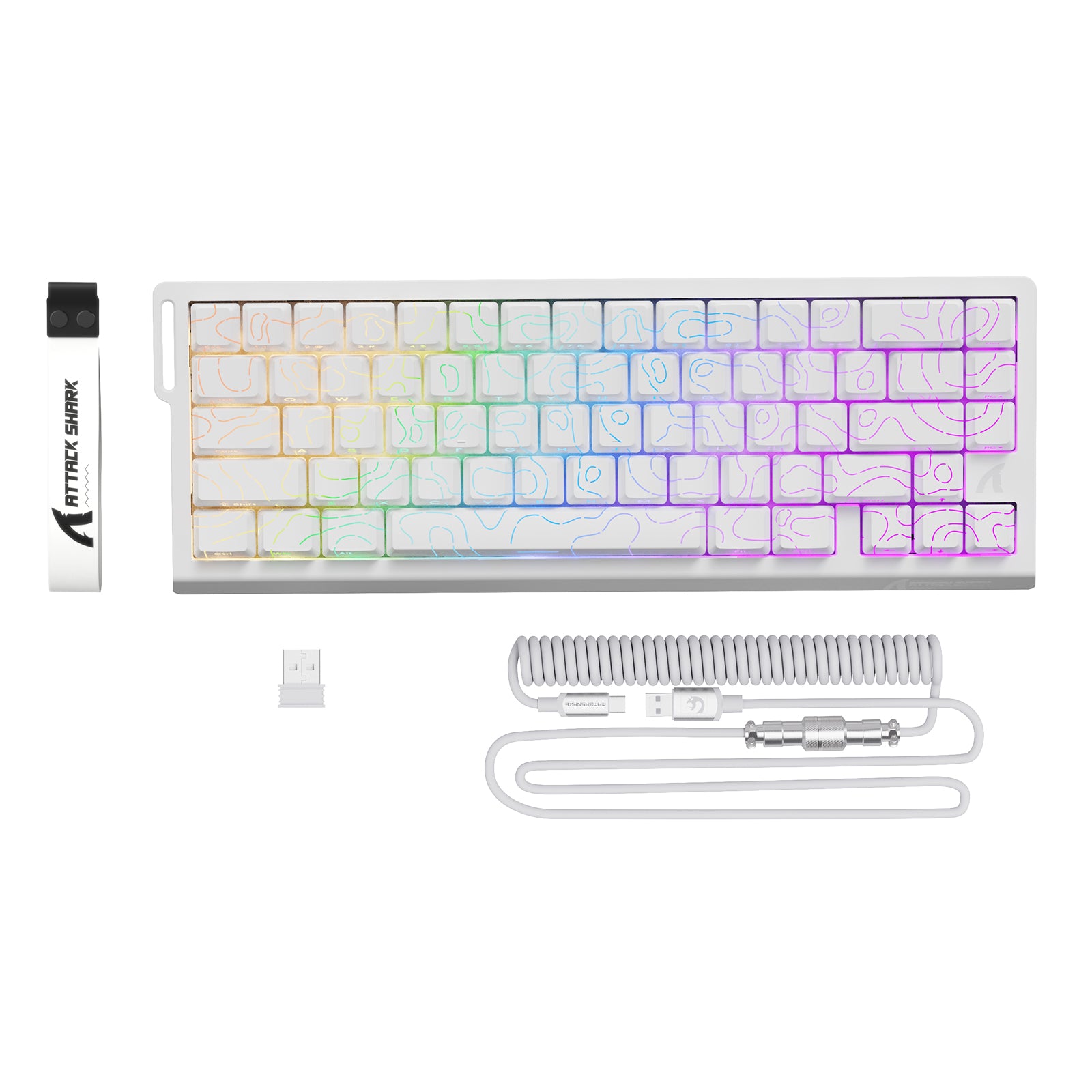 Teclado inalámbrico de activación rápida con cable en espiral ATTACK SHARK X68PRO HE