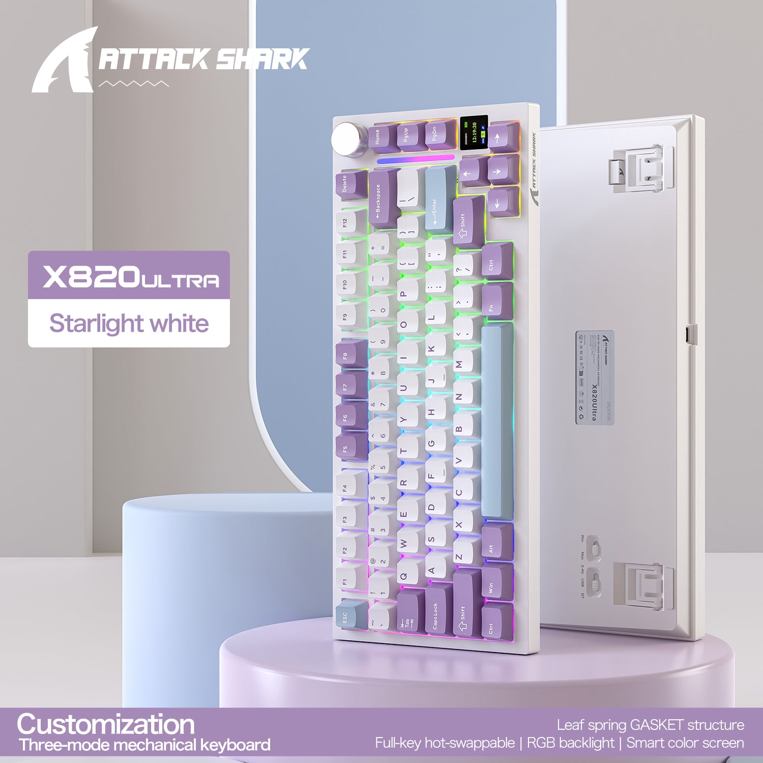 Teclado mecánico ultra trimodo ATTACK SHARK X820 con junta