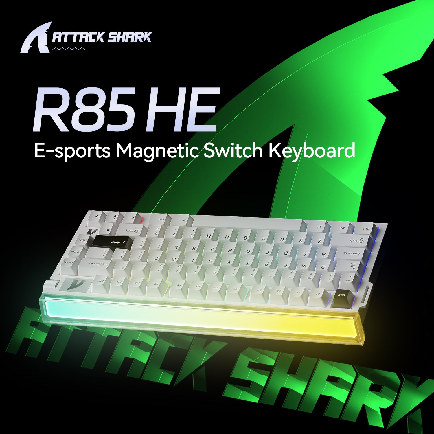 Teclado de gatillo rápido ATTACK SHARK R85 HE con interruptor magnético y caja de luz personalizada