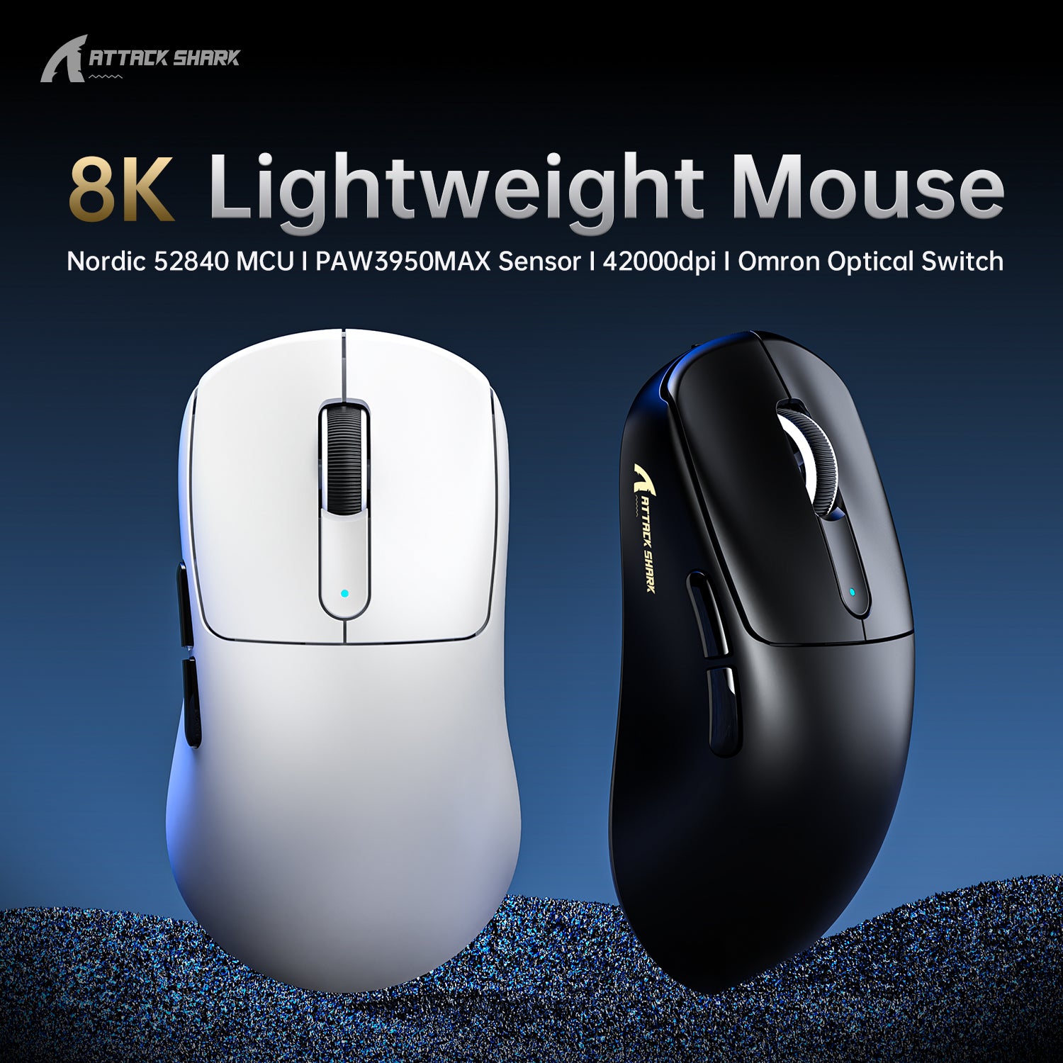 Ratón inalámbrico para juegos ATTACK SHARK V5 de 8 KHz PAW3950MAX con cable C06 Ultra