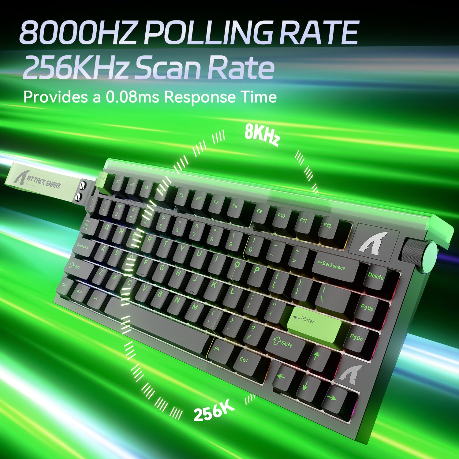 Teclado de gatillo rápido ATTACK SHARK R85 HE con interruptor magnético y caja de luz personalizada