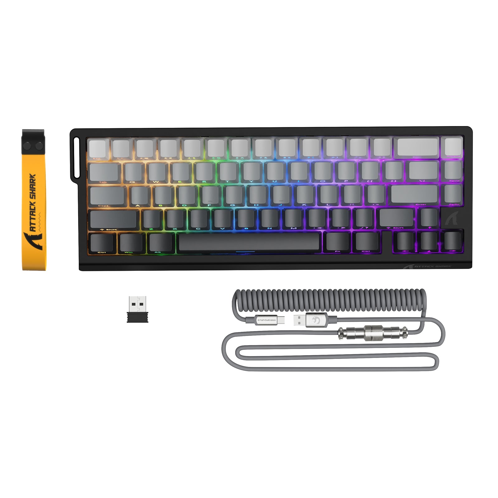 Teclado inalámbrico de activación rápida con cable en espiral ATTACK SHARK X68PRO HE