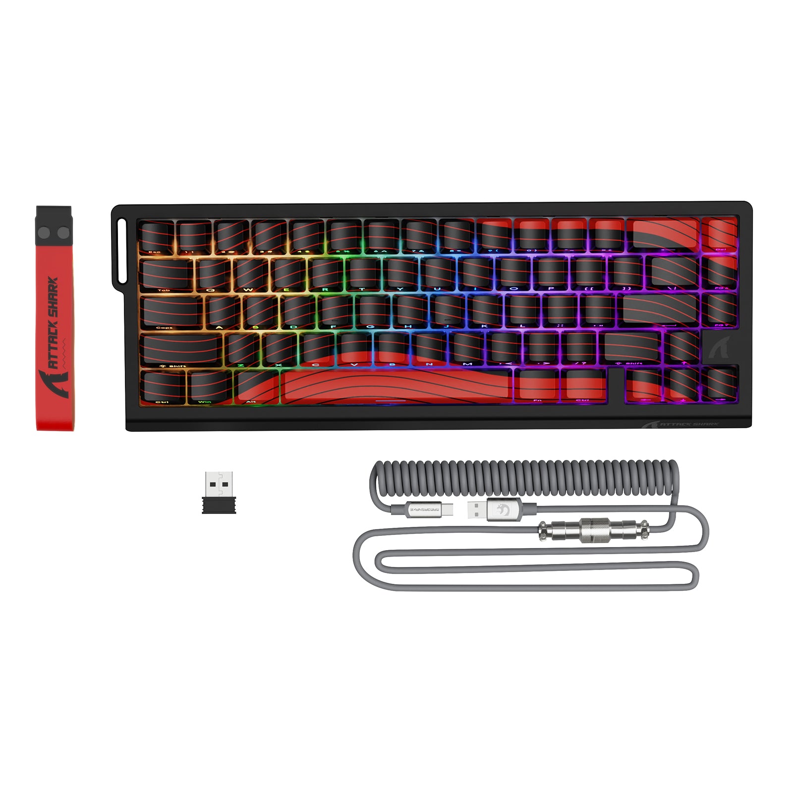 Teclado inalámbrico de activación rápida con cable en espiral ATTACK SHARK X68PRO HE