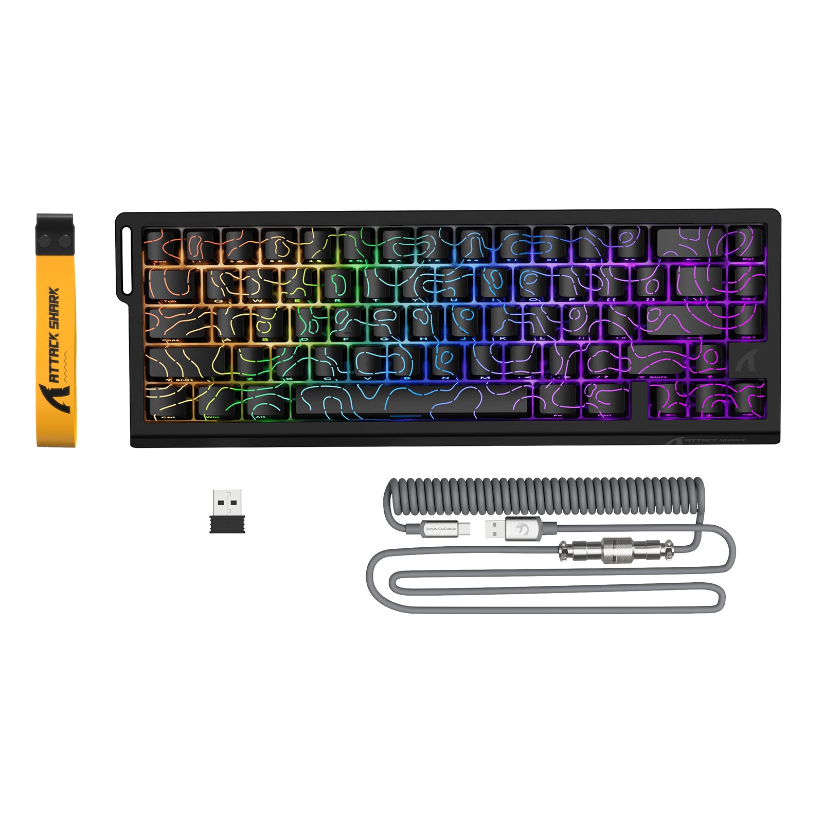 Teclado inalámbrico de activación rápida con cable en espiral ATTACK SHARK X68PRO HE