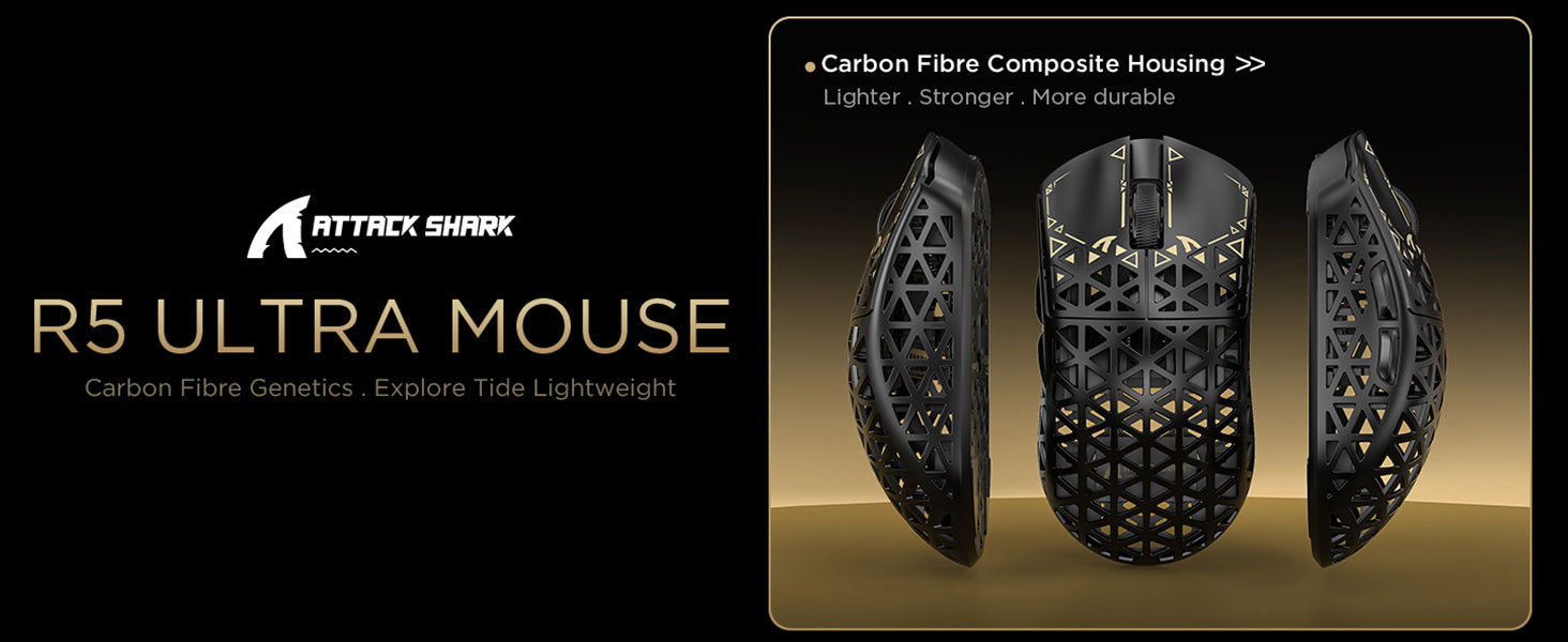 Ratón inalámbrico para juegos ATTACK SHARK R5 Ultra Carbon Fiber 8K PAW3950MAX