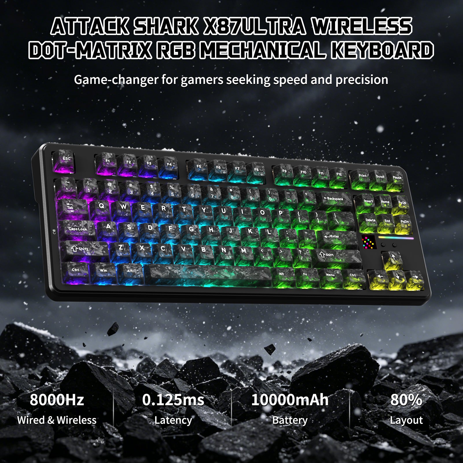 Teclado mecánico inalámbrico ATTACK SHARK X87 ULTRA con receptor inalámbrico 8K