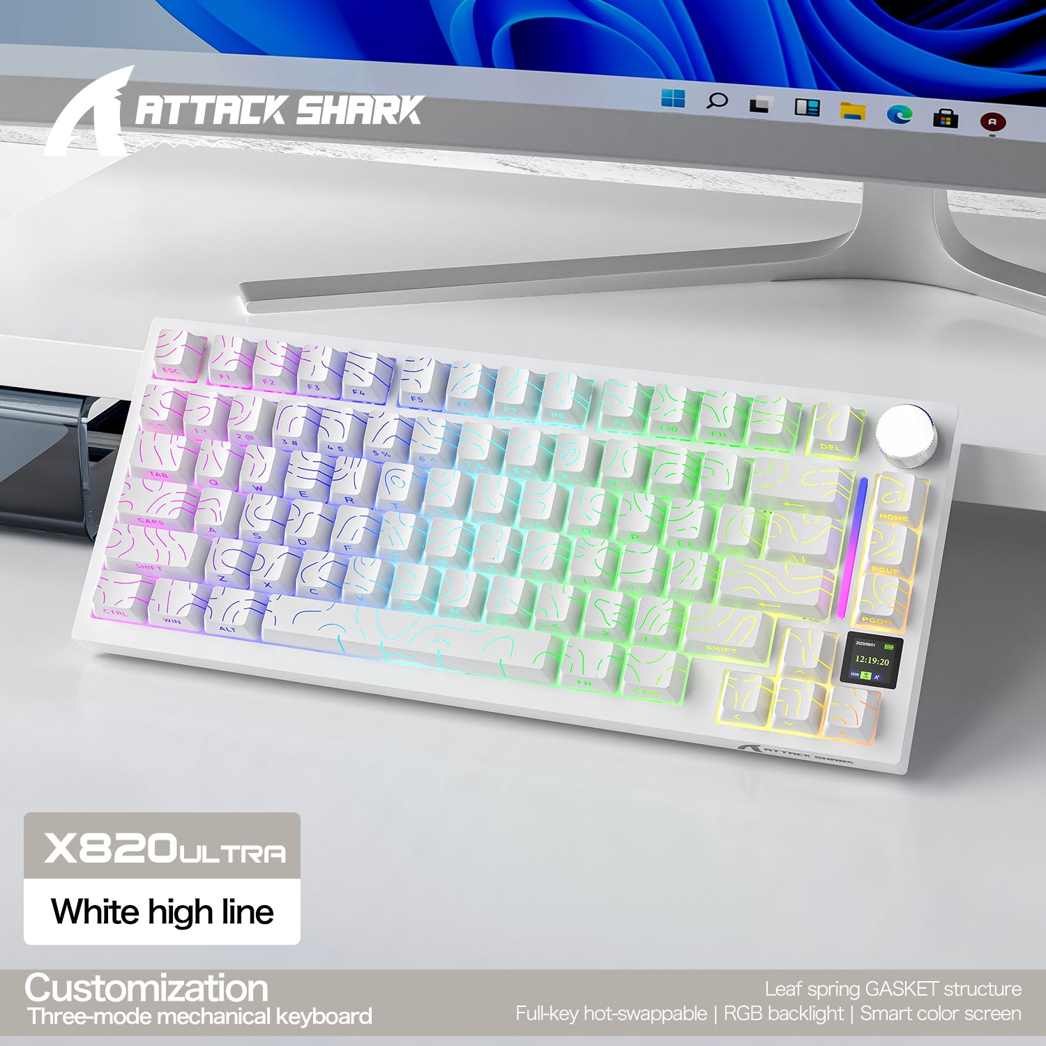 Teclado mecánico ultra trimodo ATTACK SHARK X820 con junta