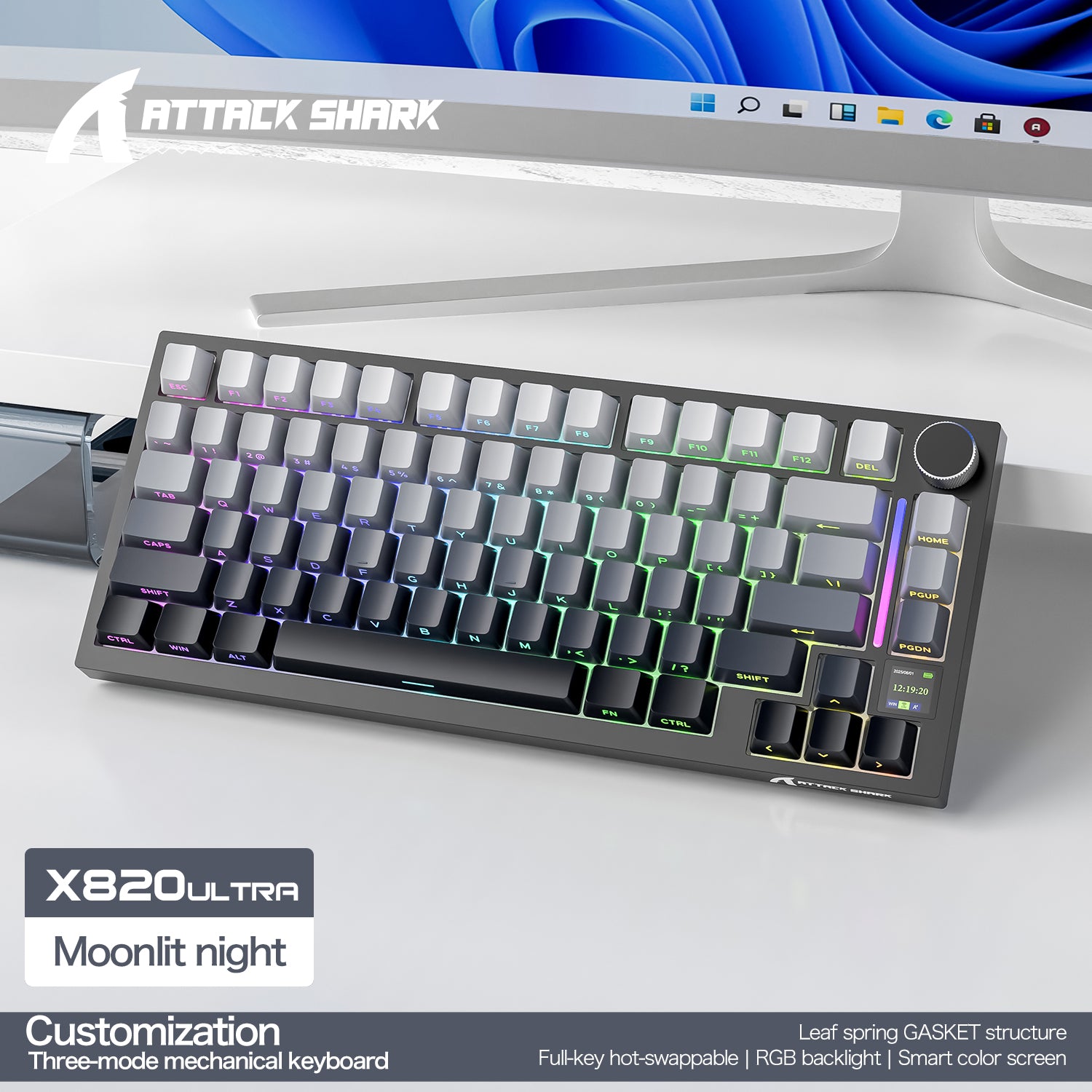 Teclado mecánico ultra trimodo ATTACK SHARK X820 con junta