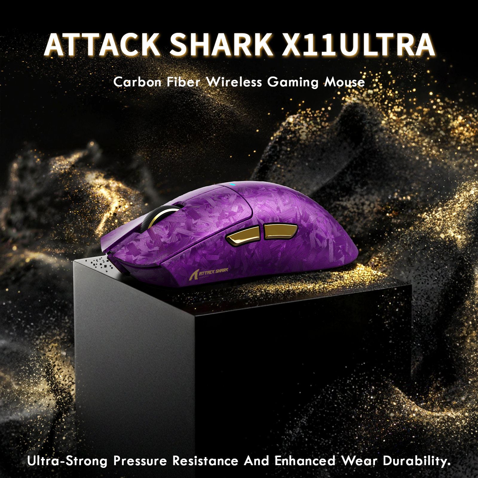 Ratón inalámbrico para juegos ATTACK SHARK X11 ULTRA de fibra de carbono con cable LED C06 Ultra