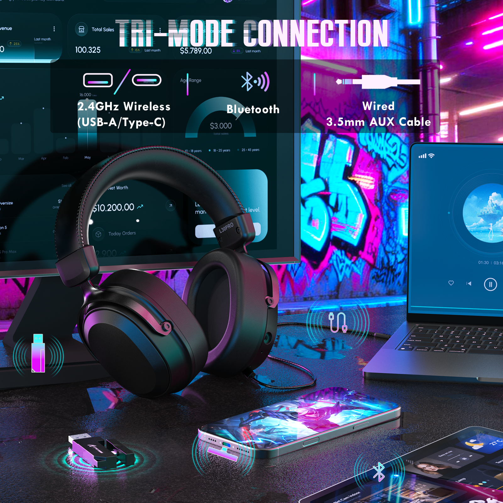 Auriculares inalámbricos para juegos ATTACK SHARK L30PRO