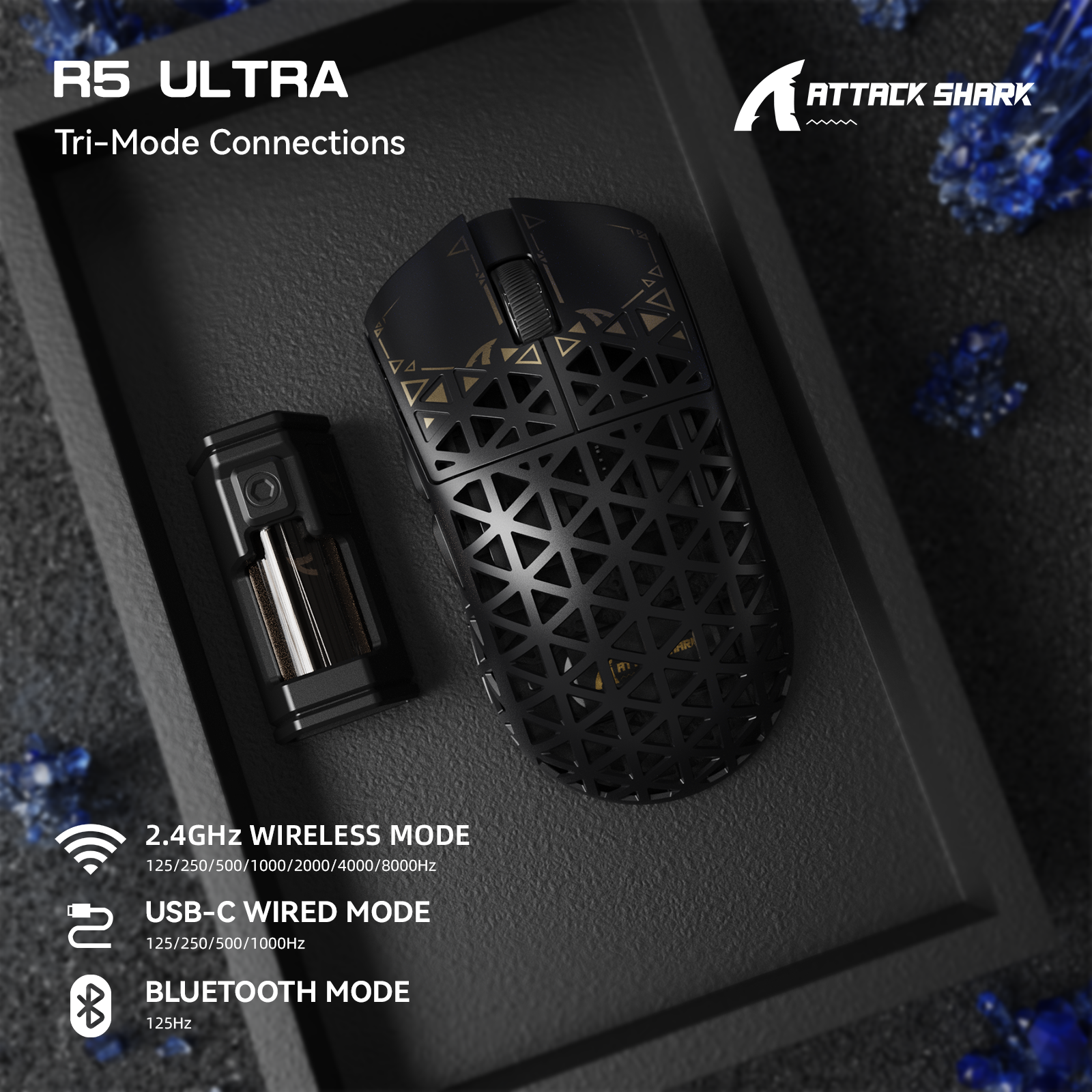 ATTACK SHARK R68 HE & R5 ULTRA Carbon Fiber Gaming Bundle With C01ULTRA Coiled Cable