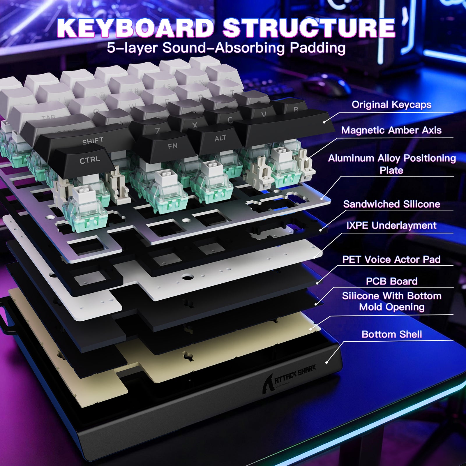 Teclado con interruptor magnético de una mano ATTACK SHARK M36 HE