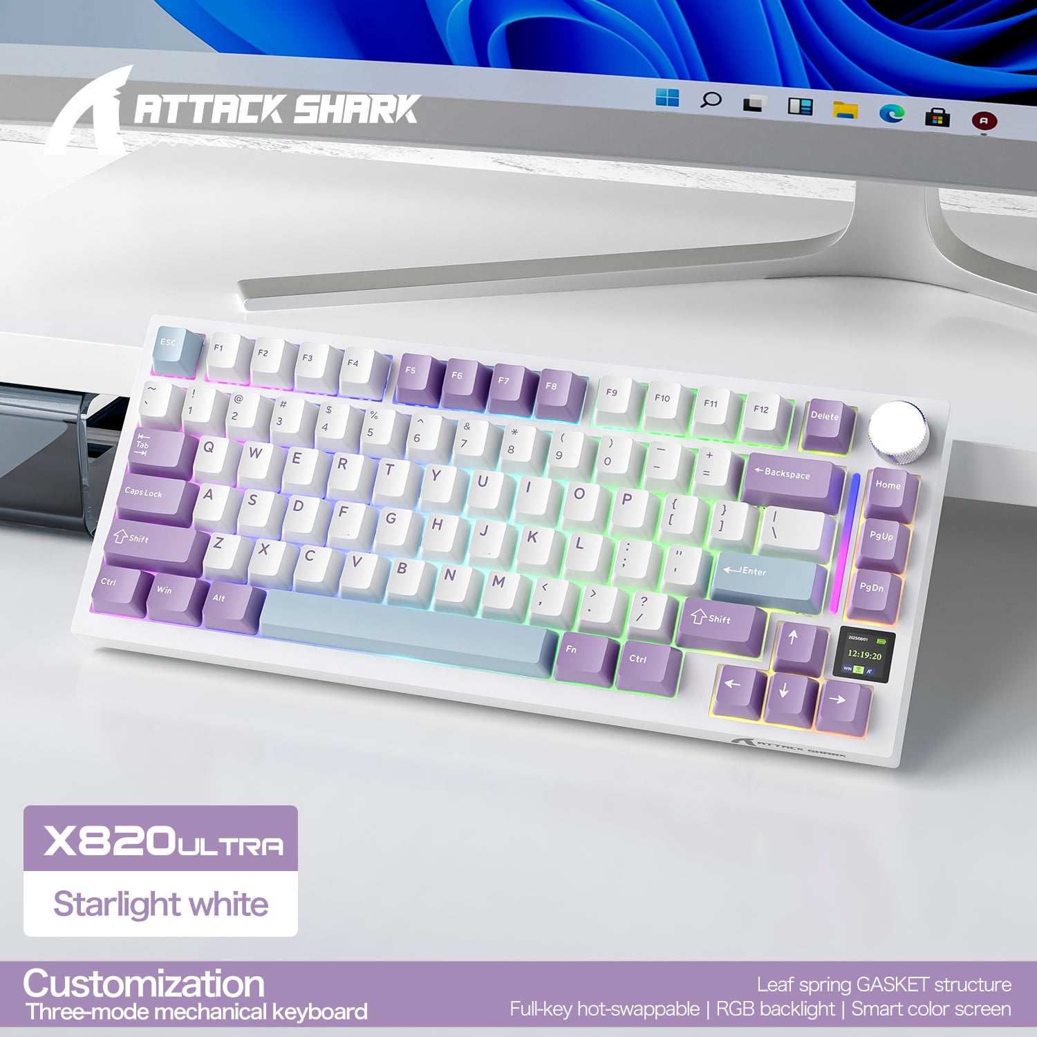 Teclado mecánico ultra trimodo ATTACK SHARK X820 con junta