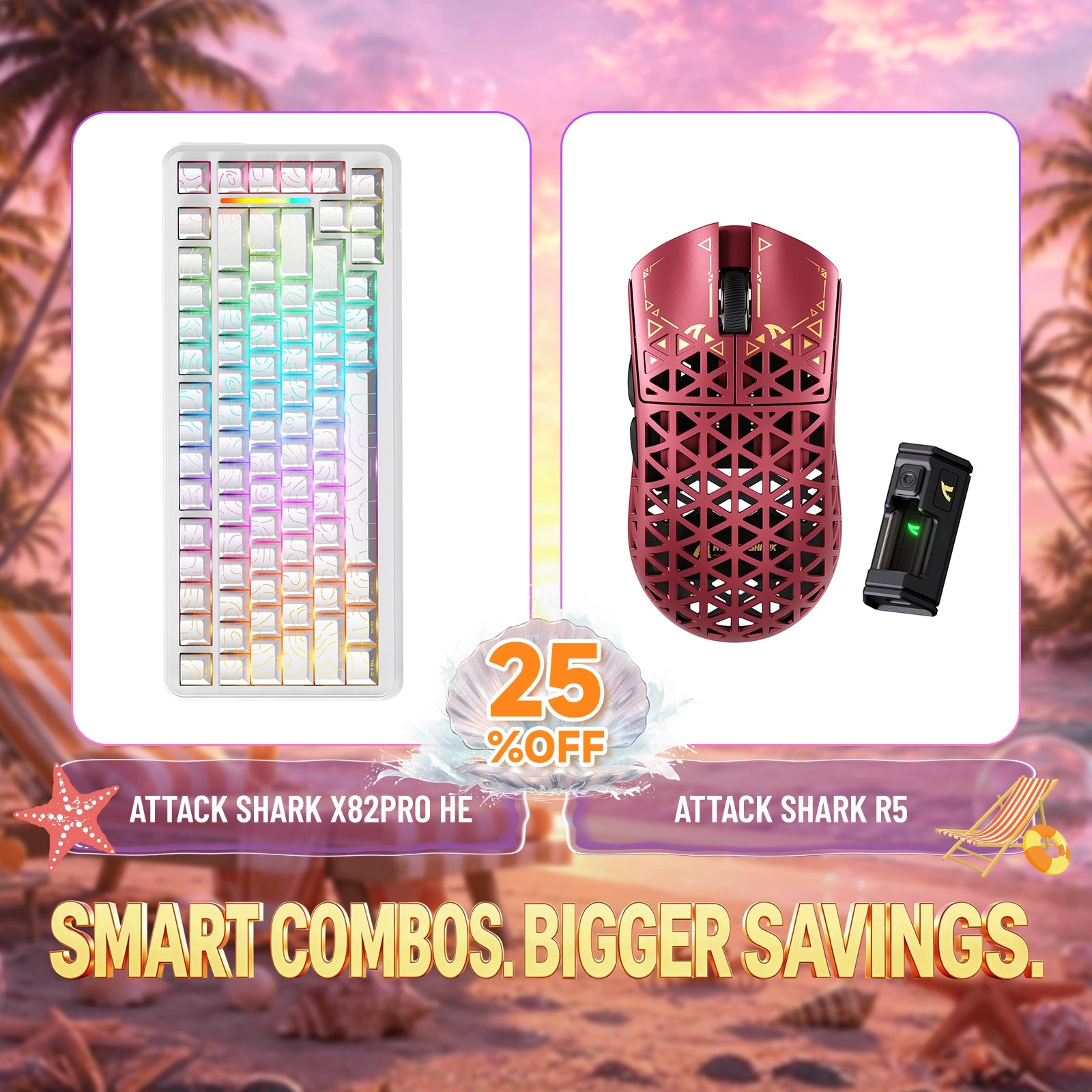 Paquete ATTACK SHARK X82PRO HE teclado Rapid Trigger + ratón para juegos inalámbrico de fibra de carbono R5