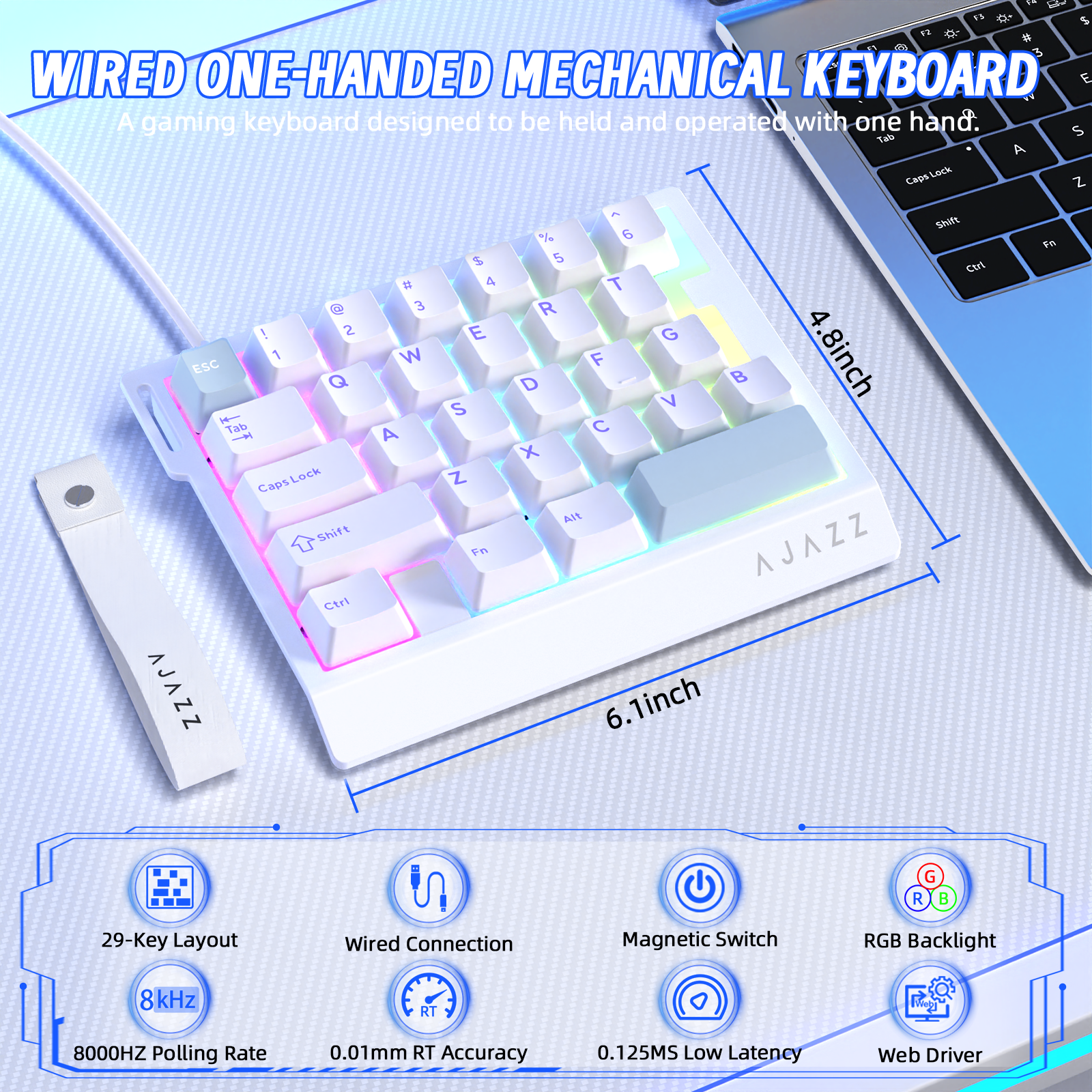 ATTACK SHARK X AJAZZ AK029 Wired One-Handed Gaming Keyboard