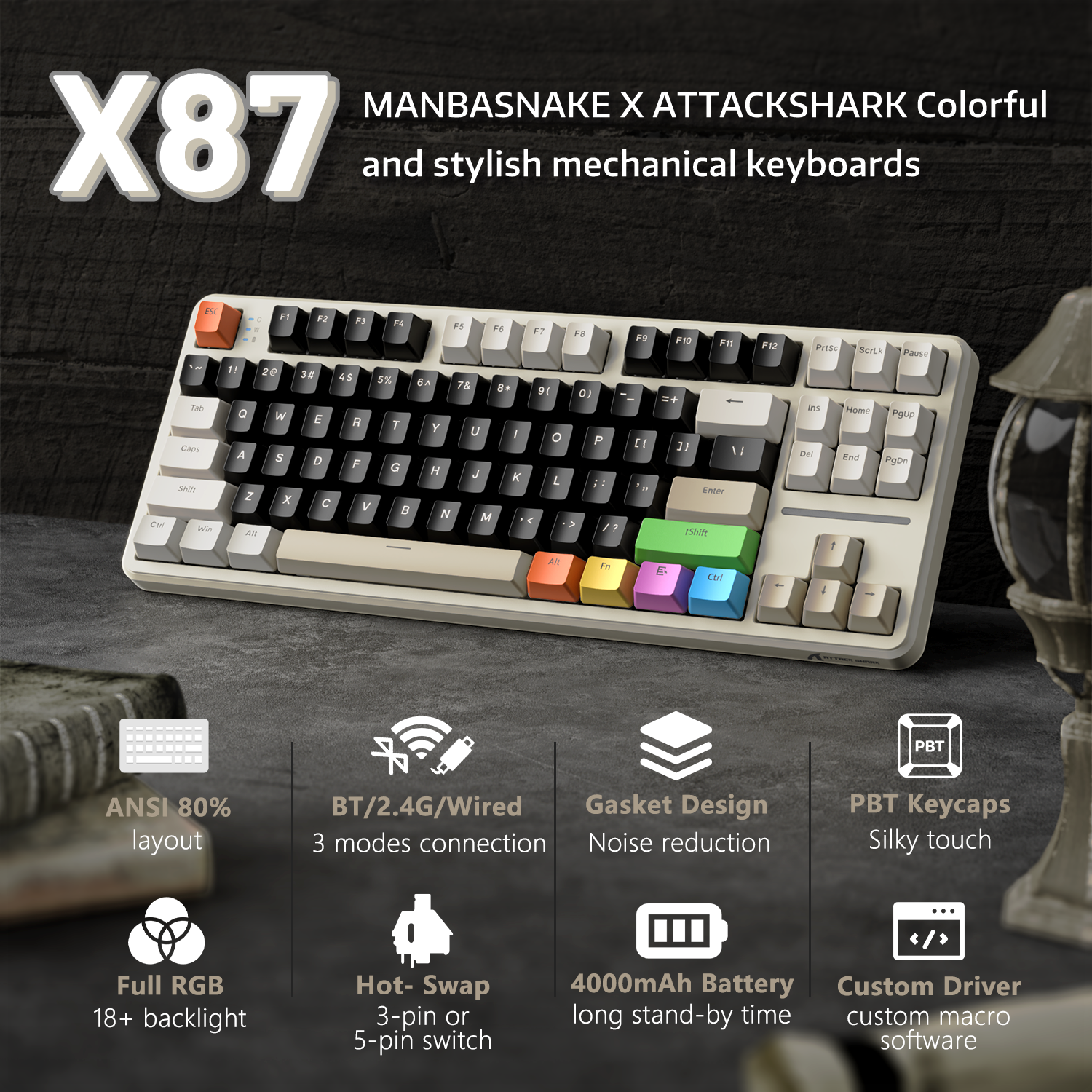 Teclado mecánico con junta de tres modos ATTACK SHARK X87