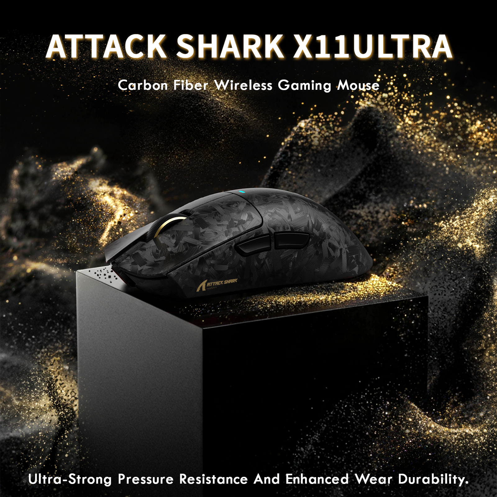 Ratón inalámbrico para juegos ATTACK SHARK X11 ULTRA de fibra de carbono con cable LED C06 Ultra