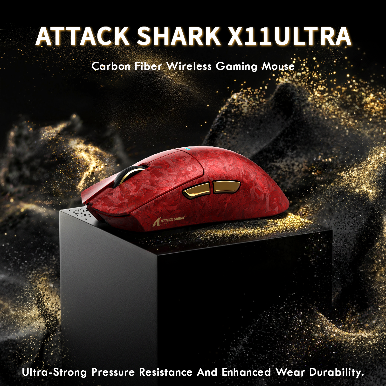 Ratón inalámbrico para juegos ATTACK SHARK X11 ULTRA de fibra de carbono con cable LED C06 Ultra