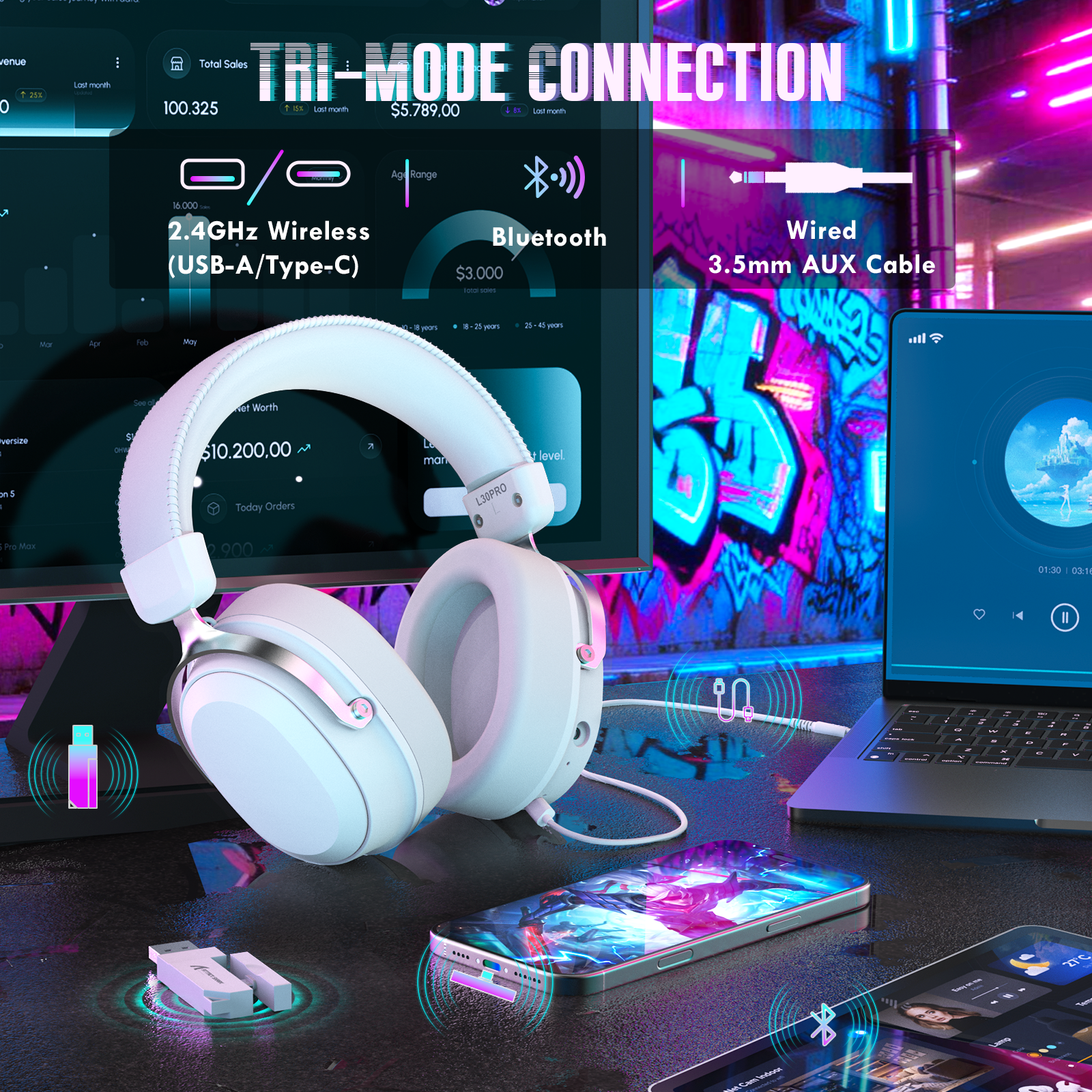 Auriculares inalámbricos para juegos ATTACK SHARK L30PRO