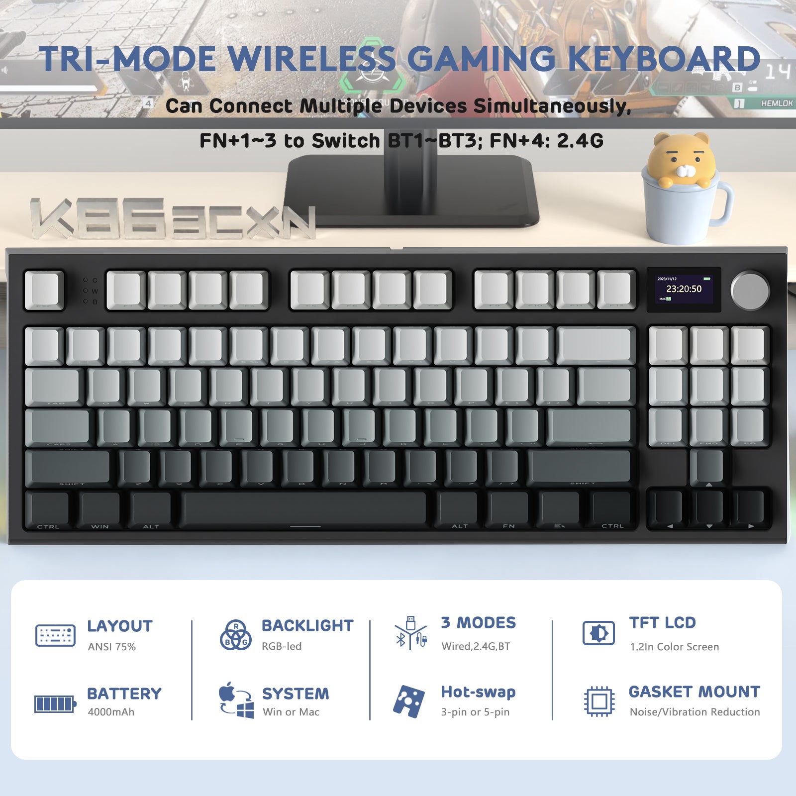 Teclado mecánico inalámbrico ATTACK SHARK K86PRO