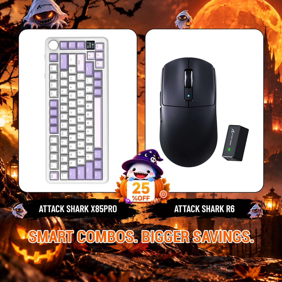 ATTACK SHARK X85 PRO: teclado mecánico con junta de tres modos + paquete de ratón inalámbrico para gaming R6