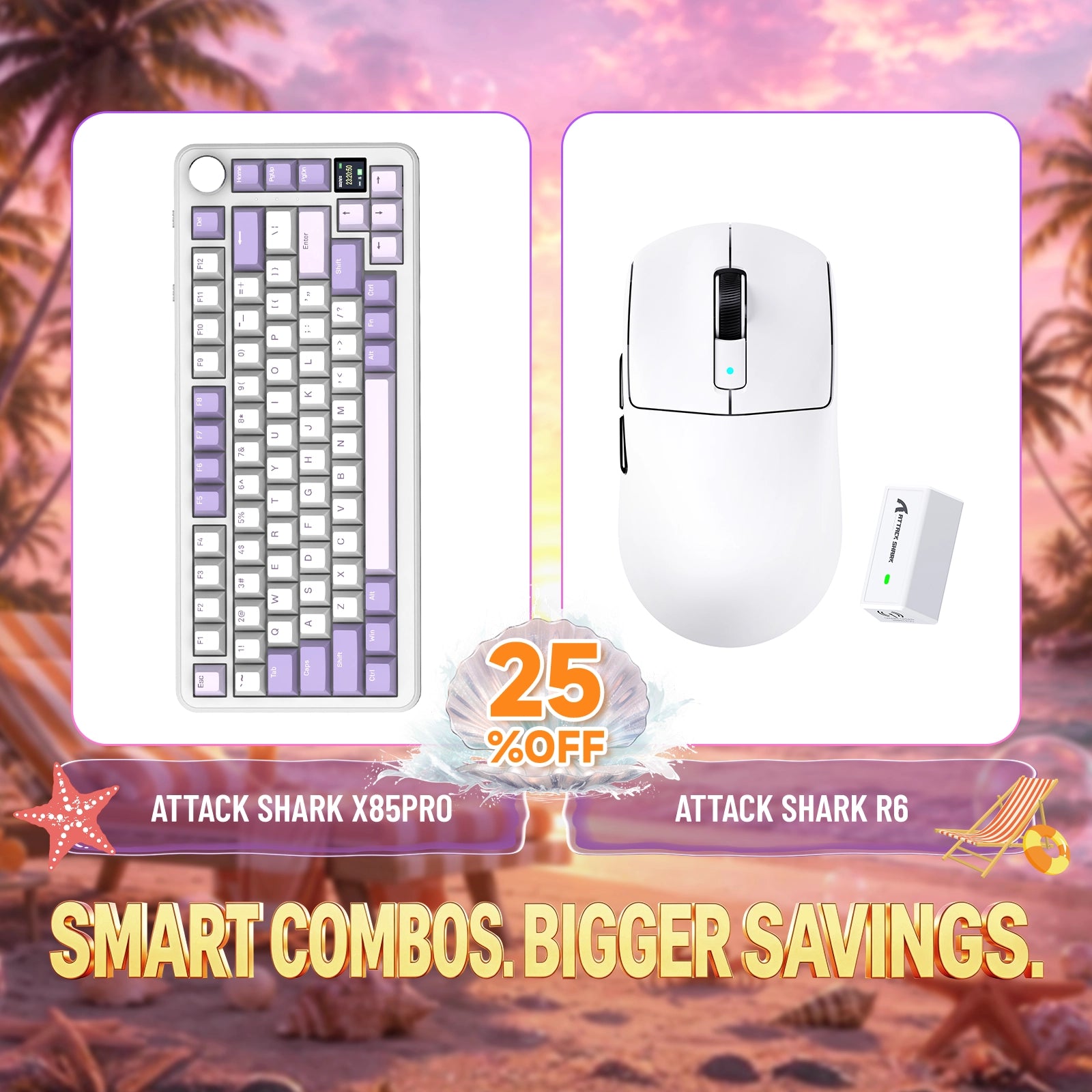 Paquete ATTACK SHARK X85PRO teclado mecánico tri-modo con junta + ratón para juegos inalámbrico R6