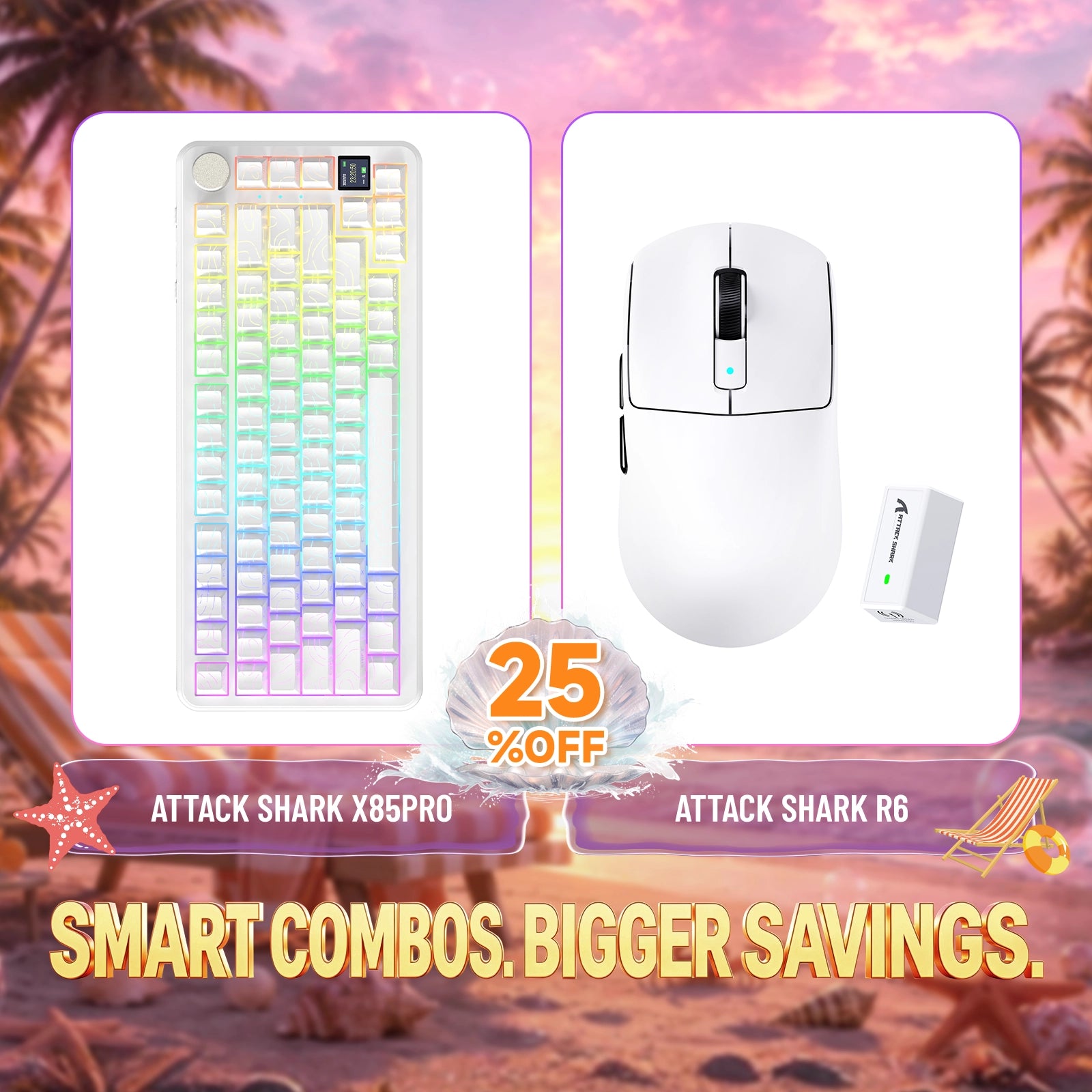 Paquete ATTACK SHARK X85PRO teclado mecánico tri-modo con junta + ratón para juegos inalámbrico R6