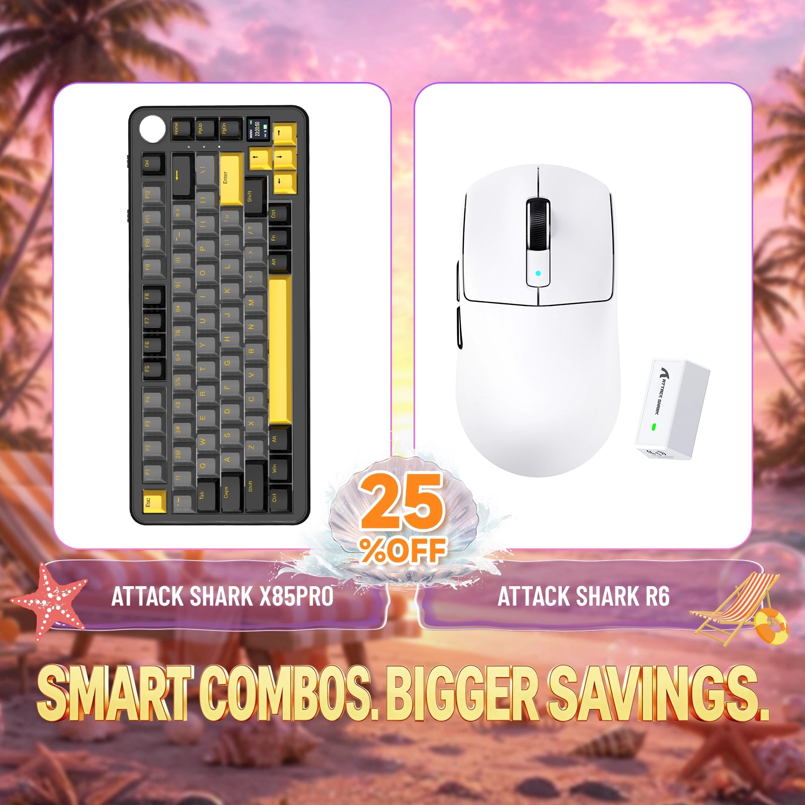 Paquete ATTACK SHARK X85PRO teclado mecánico tri-modo con junta + ratón para juegos inalámbrico R6