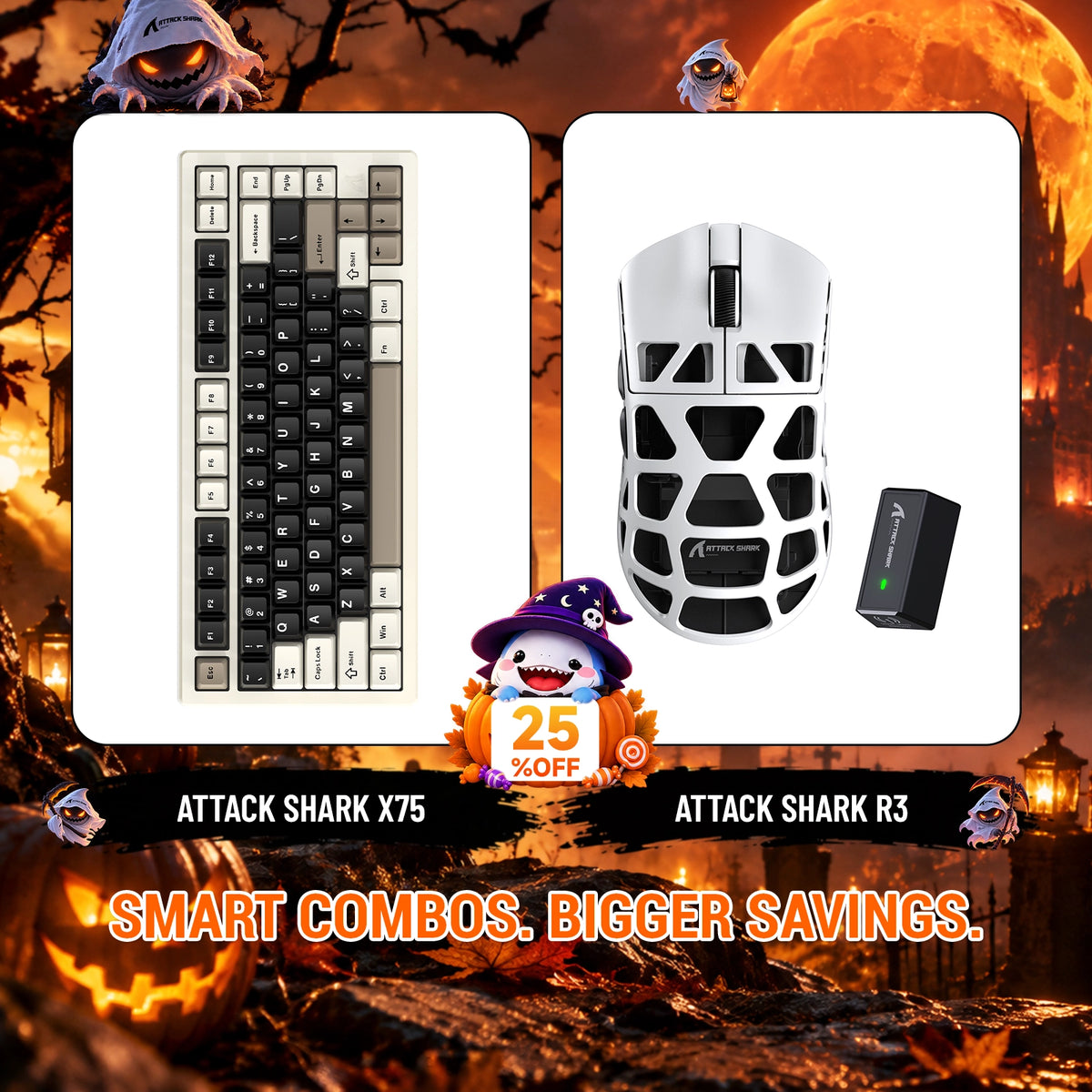 Paquete ATTACK SHARK X75 teclado de aluminio completo + ratón para juegos de aleación de magnesio R3