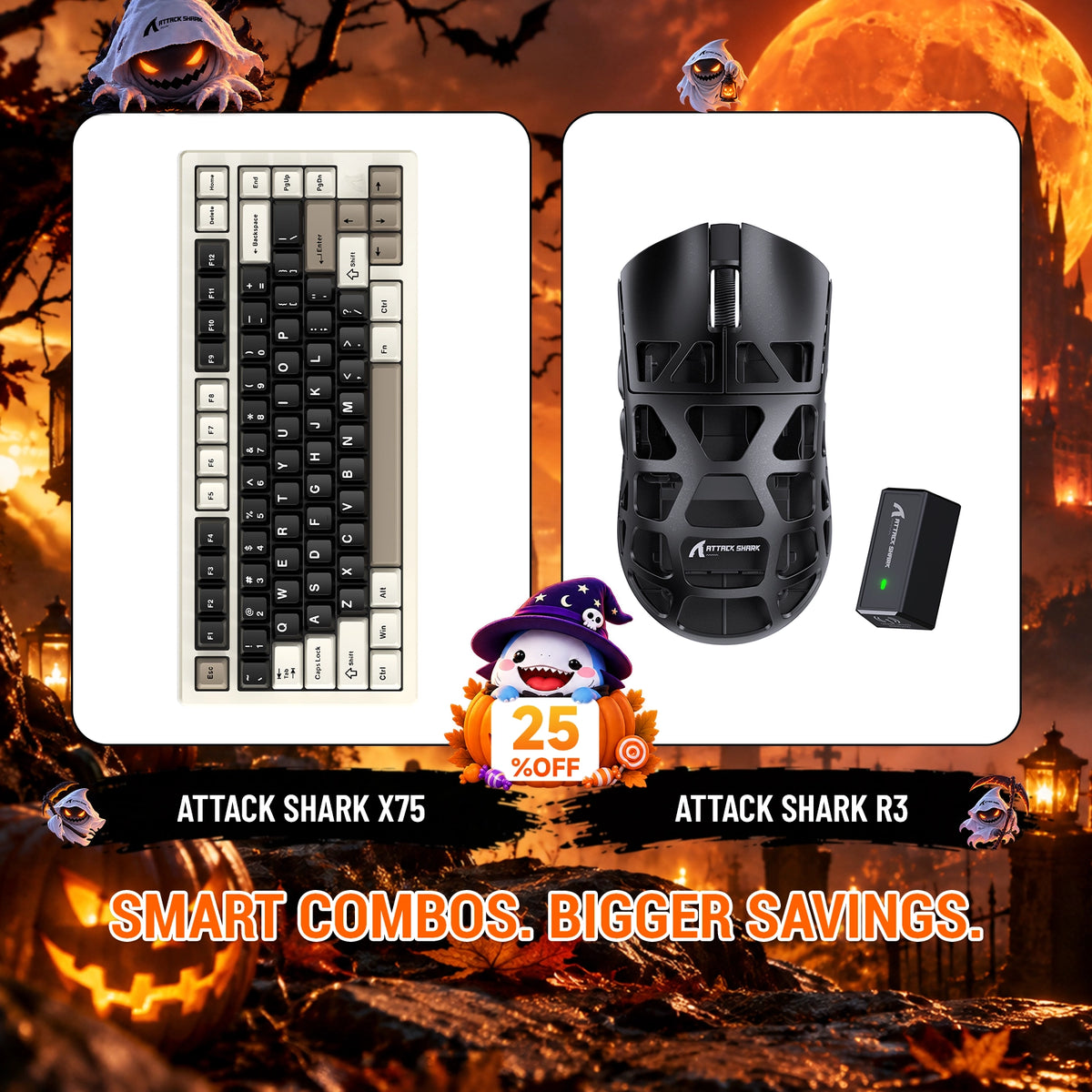 Paquete ATTACK SHARK X75 teclado de aluminio completo + ratón para juegos de aleación de magnesio R3