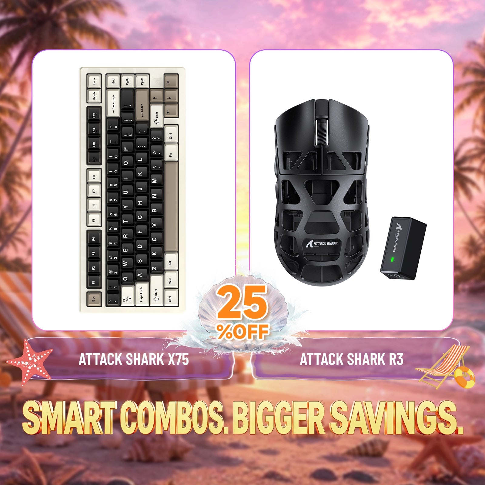 Paquete ATTACK SHARK X75 teclado de aluminio completo + ratón para juegos de aleación de magnesio R3