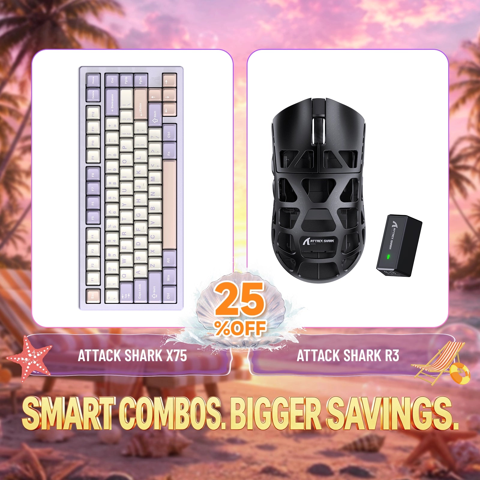Paquete ATTACK SHARK X75 teclado de aluminio completo + ratón para juegos de aleación de magnesio R3