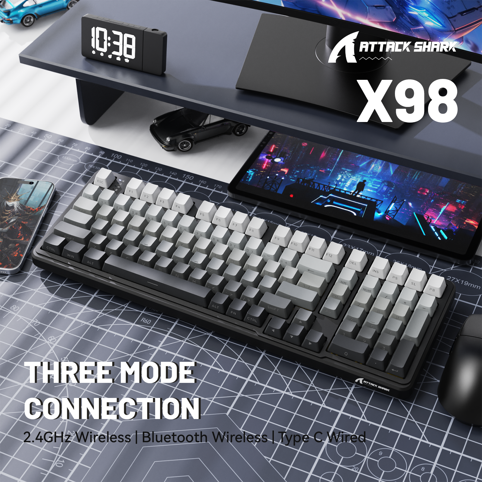 Teclado mecánico inalámbrico de tamaño completo ATTACK SHARK X98