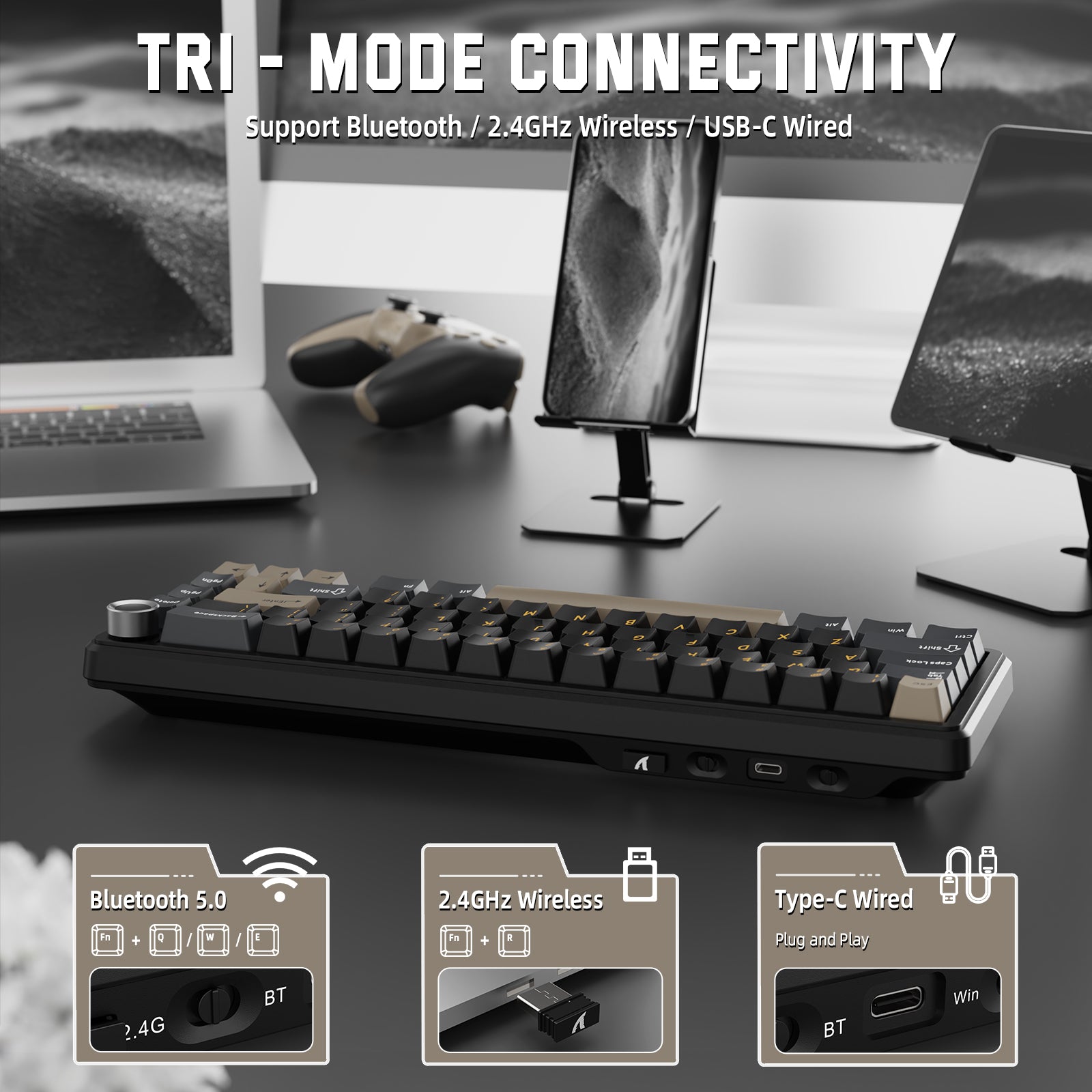 Teclado mecánico inalámbrico ATTACK SHARK X66 con teclas PBT impresas en el lateral