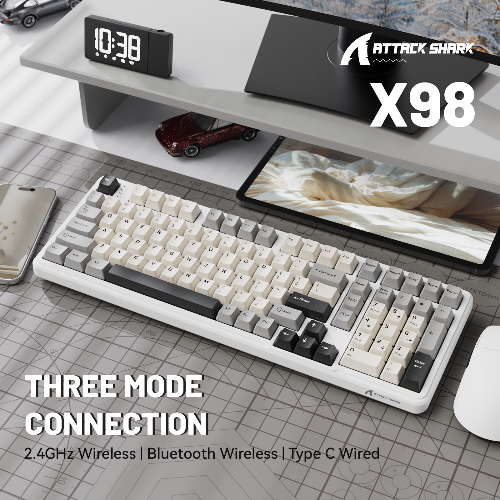 Teclado mecánico inalámbrico de tamaño completo ATTACK SHARK X98